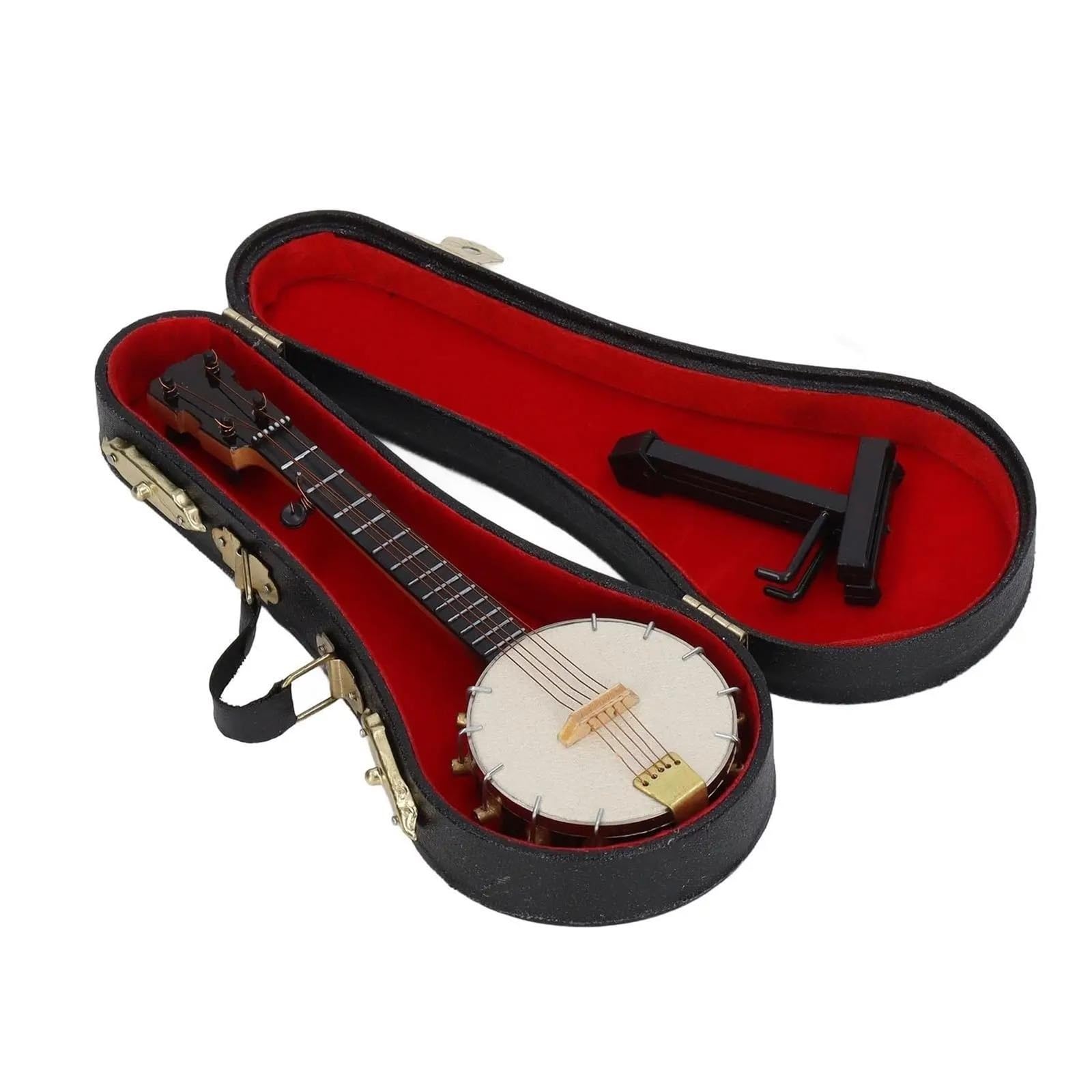 Miniaturowe modele instrumentów muzycznych Miniaturowy Model Banjo Wytrzymały Ze Stojakiem I Etui