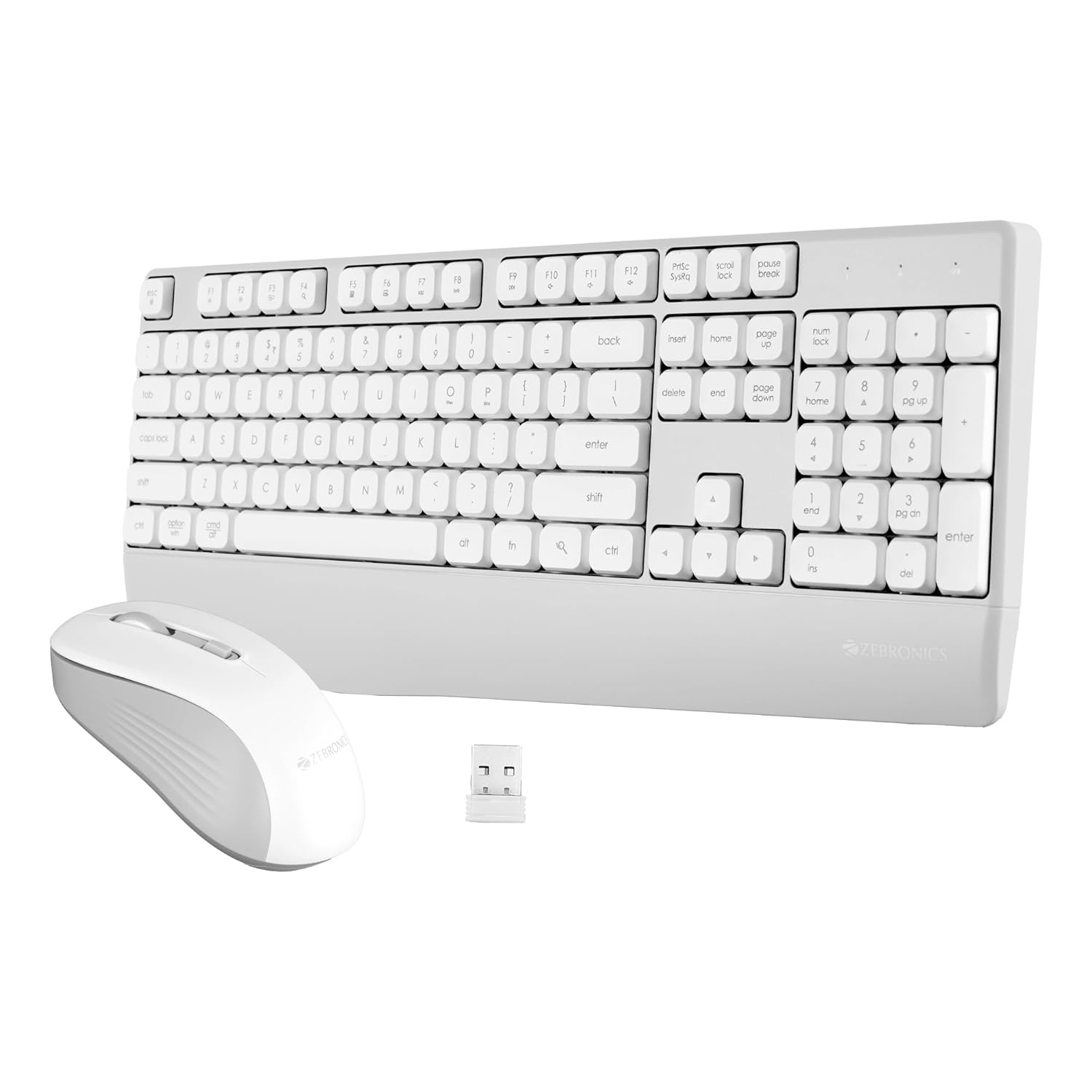 ZEBRONICS Companion 202 2.4GHz Wireless Keyboard & Mouse Combo, 104 Keys, Copilot AI Key, 12 Integrated Multimedia Keys, 4 Button Mouse, 1600 DPI, High Precision, Silent Operation (White)