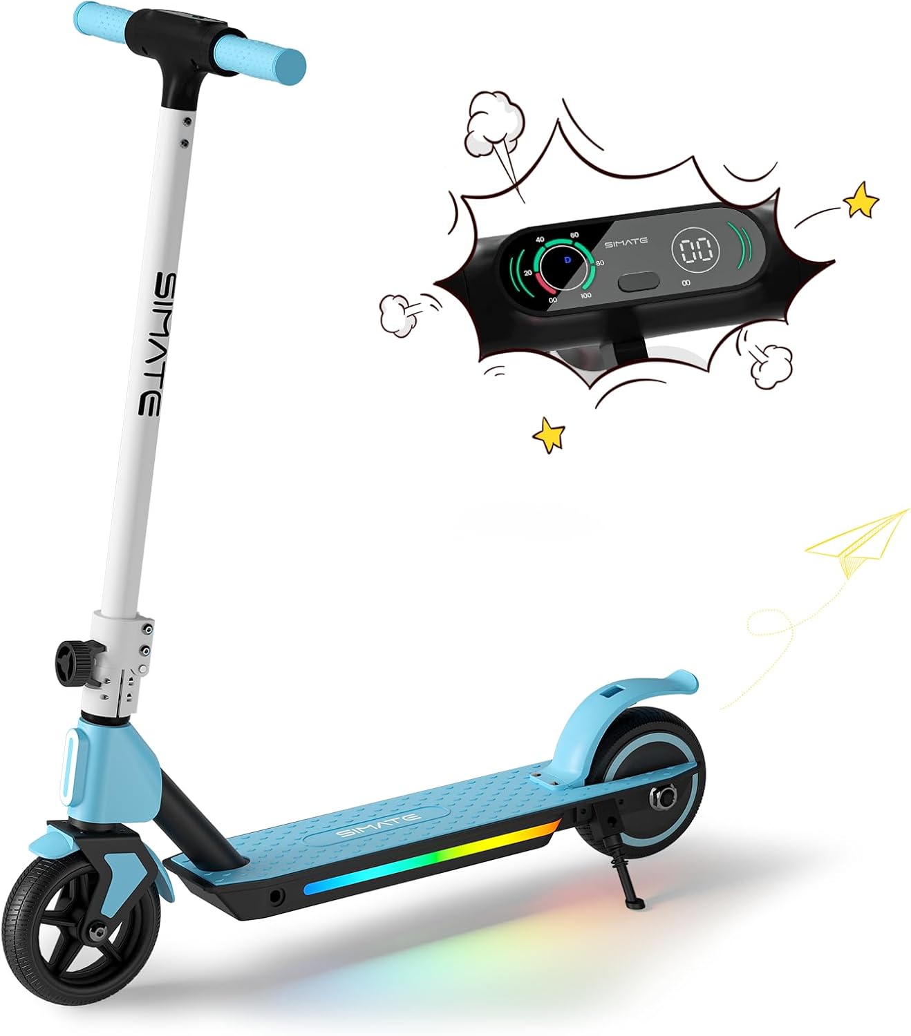 SIMATE S2 Electric Scooter in blue with LED display detail