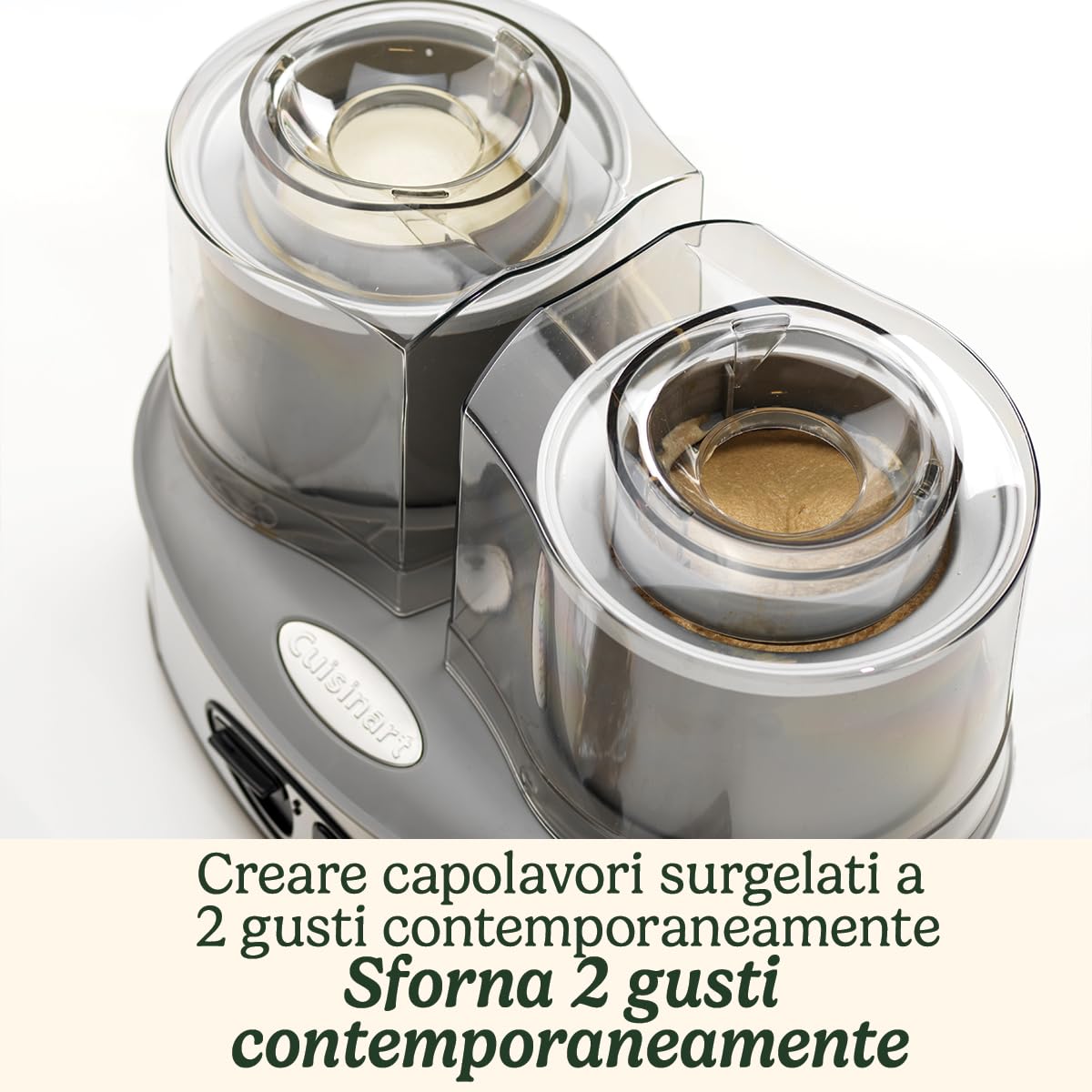 Cuisinart Duo Ice Cream Maker | Sforna 2 gusti contemporaneamente | 2 x 1L Macchina per gelati e gelati fatti in casa | Sorbettiera | Gelatiera | Yogurtiera | Grigio