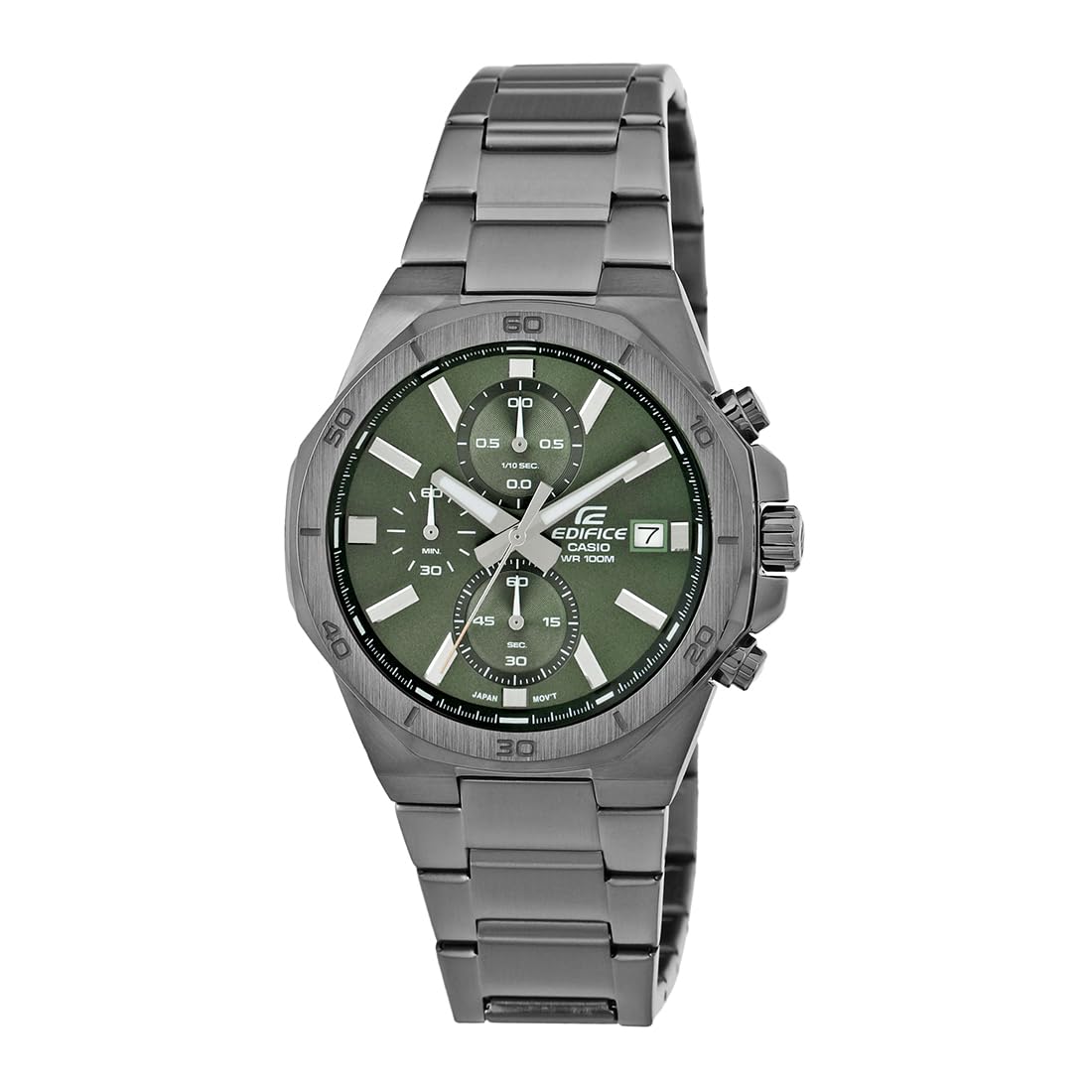 Casio Edifice EFV-640DC-3AVUDF Green Analog Dial Gray Ion Plated Stainless Steel Band Mens Watch Chronograph 100M Water Resistant ED586 (B0C8TYG45R) Amazon Price History, Amazon Price Tracker