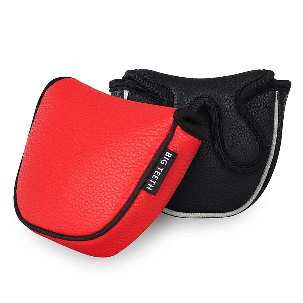 BIG TEETHGolf Mallet Putter Head Covers Center Mid Shaft Golf Club Head Protector Magnetic Closure