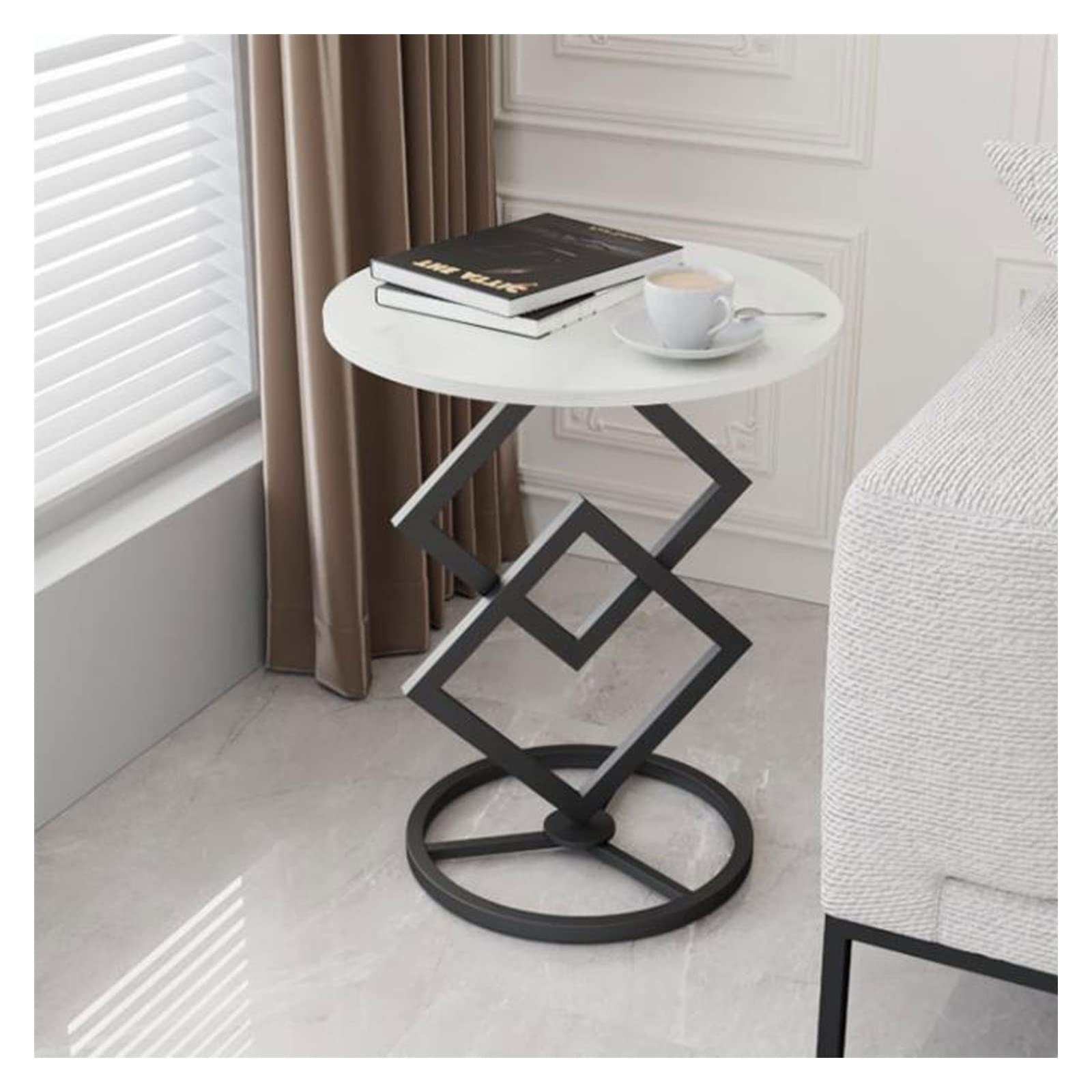 Table basse table d'appoint ronde noire pour meuble de salon moderne