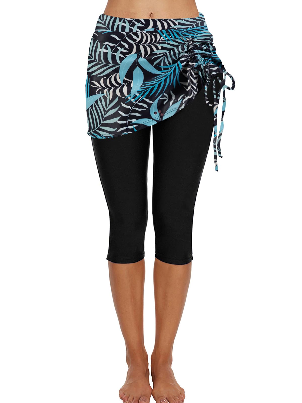 Ecupper Bañador para Mujer Bañador Largo Leggings de baño Capri con Falda Natación