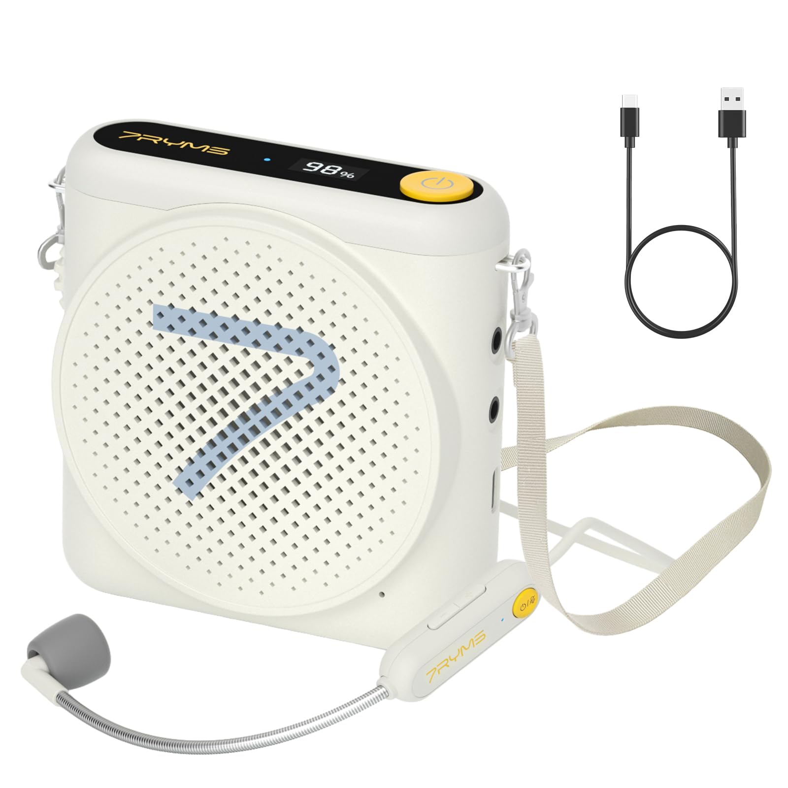 7RYMS WA1 Wireless Voice Amplifier for Teachers with Headset Microphone, Wireless Portable Amplifier with Noise Canceling, Mini Megaphone Speaker for Classroom, Meeting, Training, Speech (White)-image-40