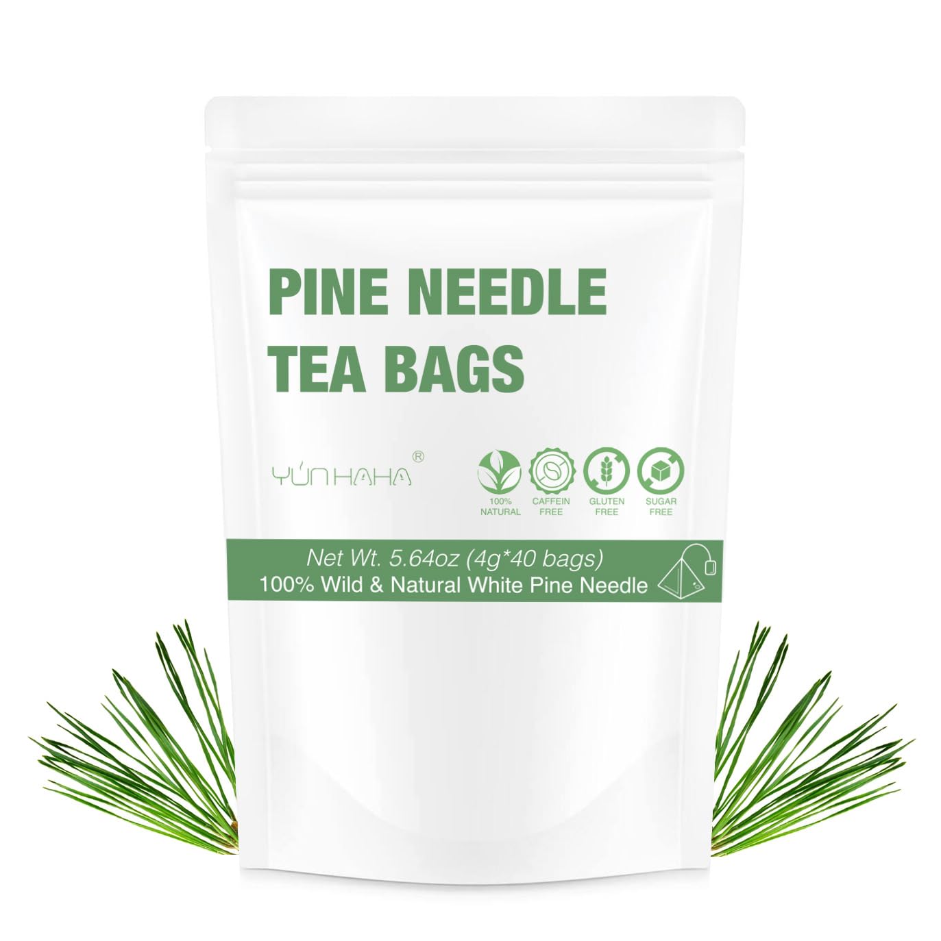 4g 40 Bags Wild Dried White Pine Needle Tea| 100% Natural Pure Pine Needles Herbal Tea| Caffeine Free, Cut & Sifted
