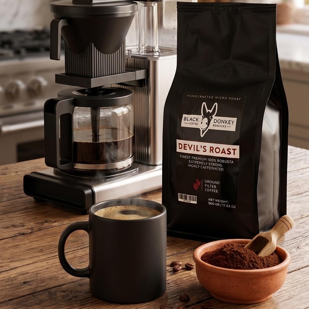 DEVIL'S ROAST | Kawa Mielona (500g) | Mieszanka Robusty | Wysokiej Jakości Robusta z Black Donkey