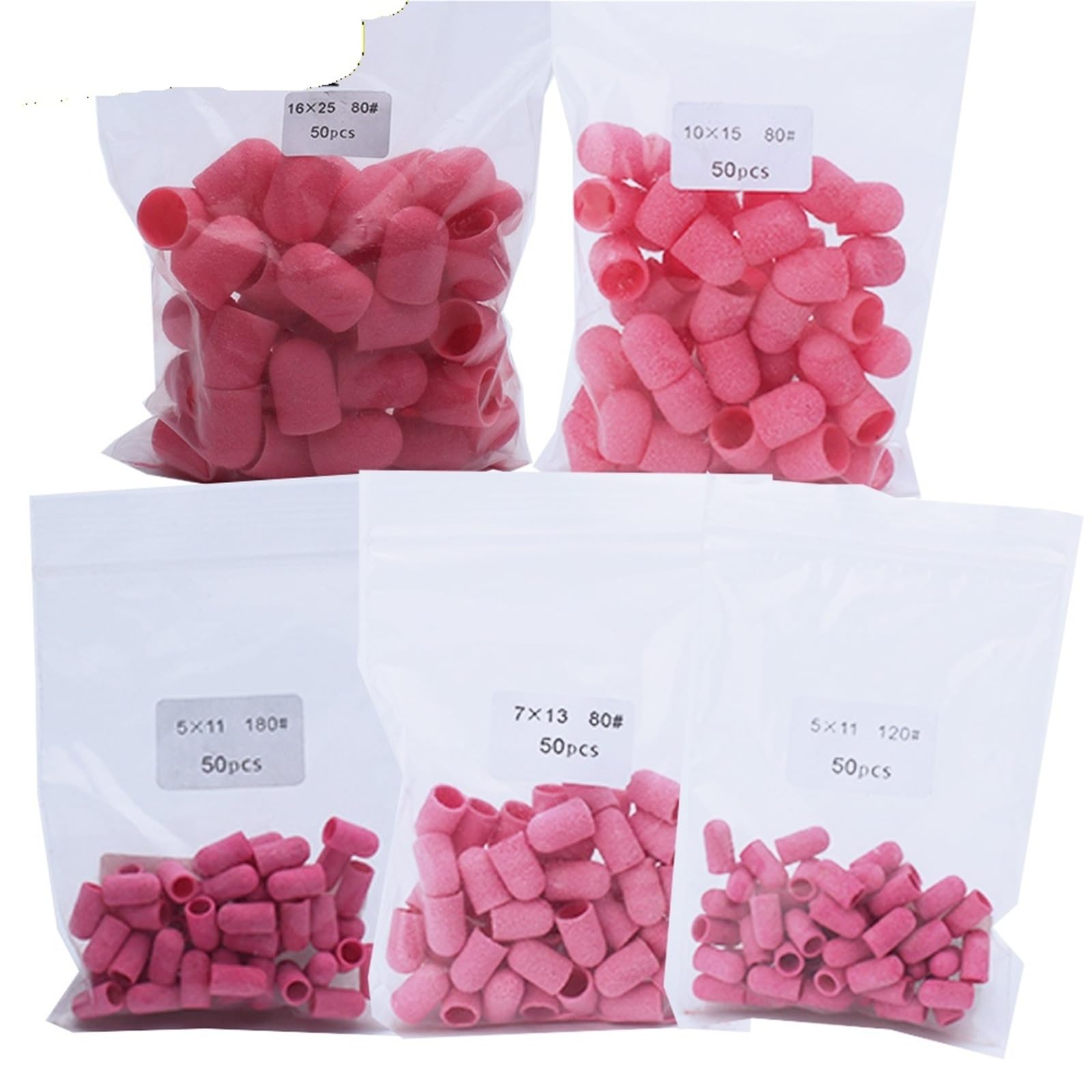Tambores de Lijado 50 Uds. Brocas for uñas con mandril, pedicura, manicura, elimina la piel muerta, herramienta profesional de limpieza for el cuidado los pies(16-25Pink180)