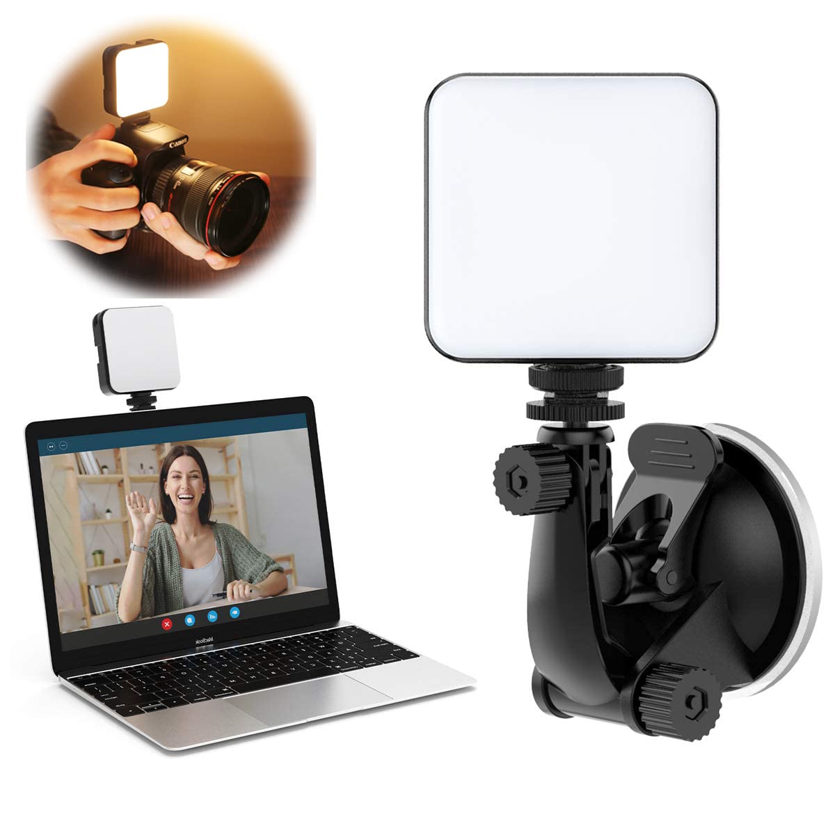 MAKINGTEC Videoconferencing Lighting Kit Filming Fill Light Adjustable Color Temperature Camera Light Mini Suction Cup Fill Light Suitable for Live Streaming, Makeup, Video Calls, Etc.