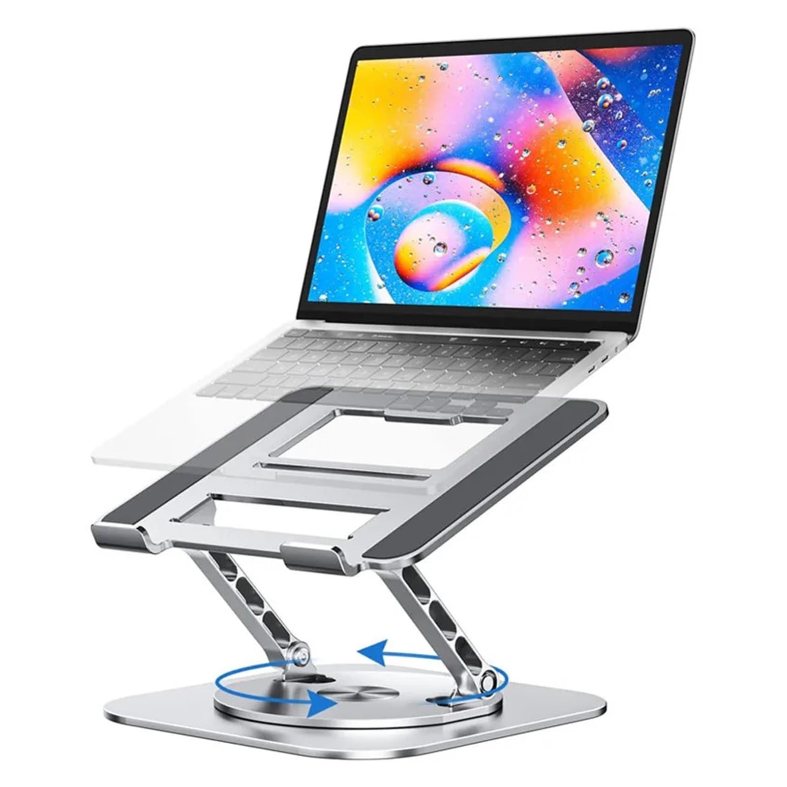 Accessorio for supporto da tavolo for notebook pieghevole Soporte pieghevole da tavolo regolabile in lega di alluminio girevole a 360 gradi(Silver)