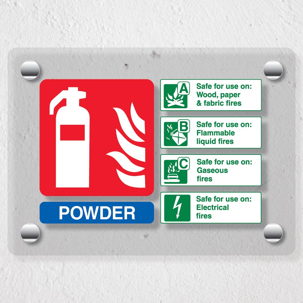 V Safety CO2 Fire Extinguisher - 200 x 150 mm - Acrylic Perspex Cast Clear Safety Sign