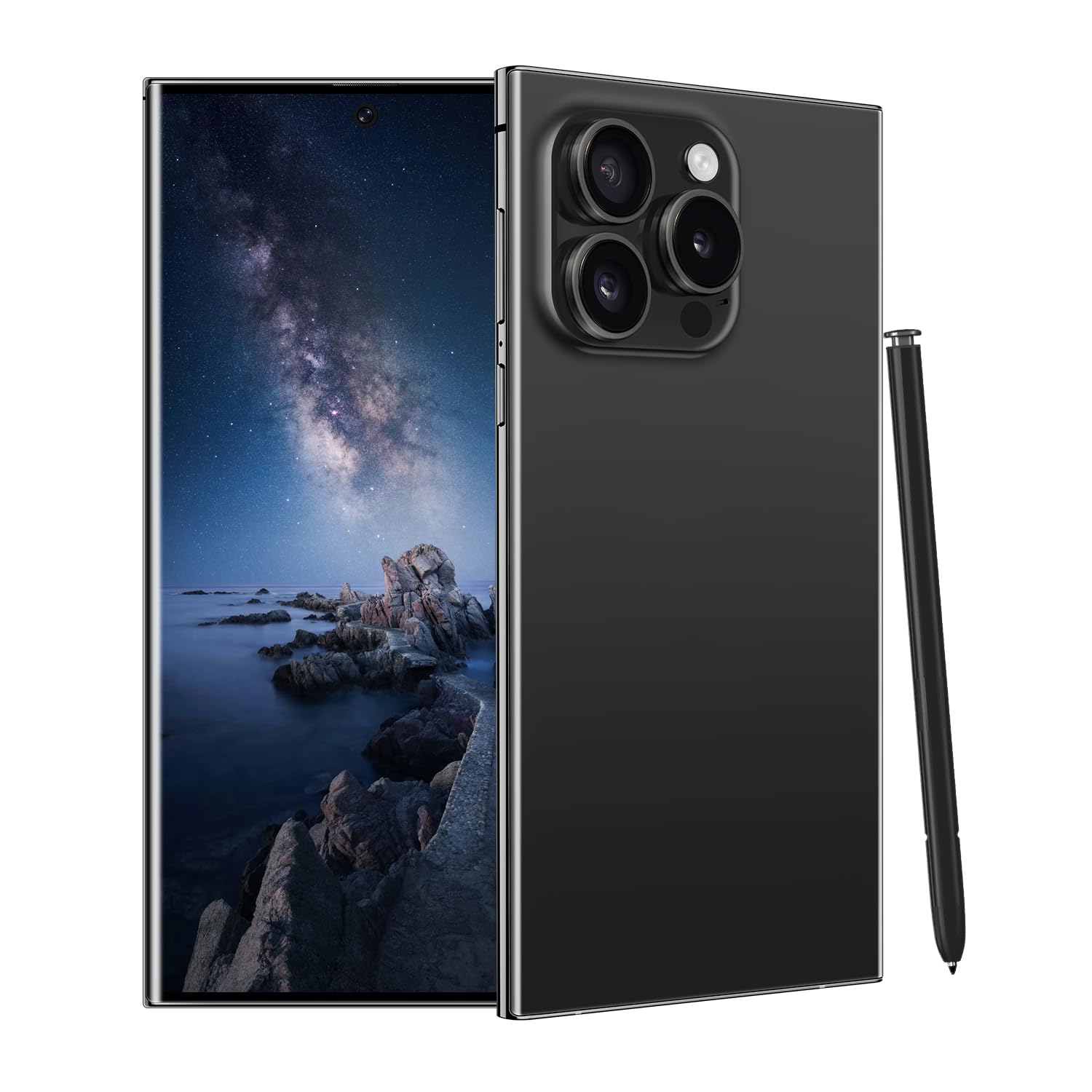 Unlocked Cell Phones C24 Ultra Smartphone Android 13 Phones 8GB+256GB/6.8" HD Screen/Dual SIM/108MP+48MP Camera/6800 mAh/Built-in Pen (Deep Black)