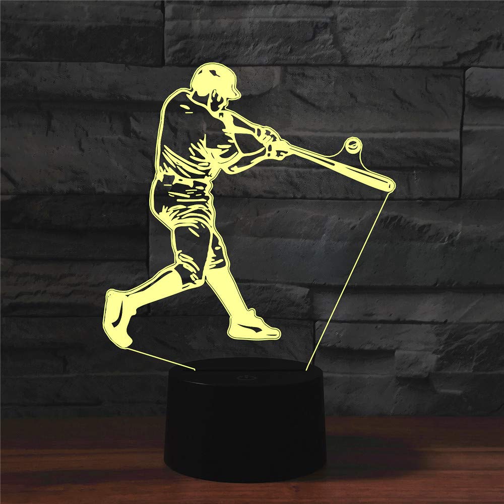 Comiwe Baseball (C) Luce Notturna di Illusione 3D,16 Colori Controllo Touch e Telecomando,Lampada da Comodino Tavolo LED per Decorazioni la Casa,Regalo Creativo per Ragazze,Ragazzi,Bambini Famiglia