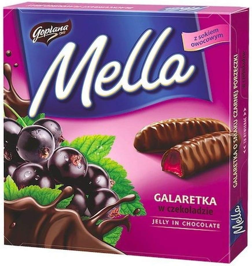 Jutrzenka MELLA Cocolate Coated Blackcurrant Jelly, 6.7oz