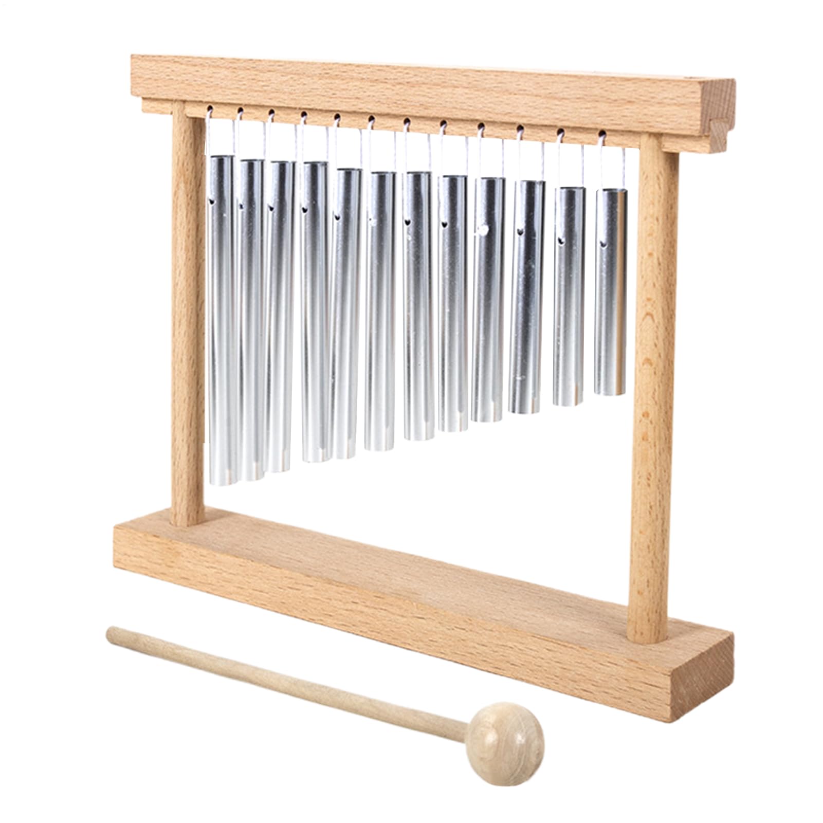 Chimes Percussion, Tabletop Wind Chime, Lightweight Metal Instrument, Clear Soothing Tones Compact and Portable for Classroom, Yoga, Meditation, School, 9.84x7.48x1.57 Inches