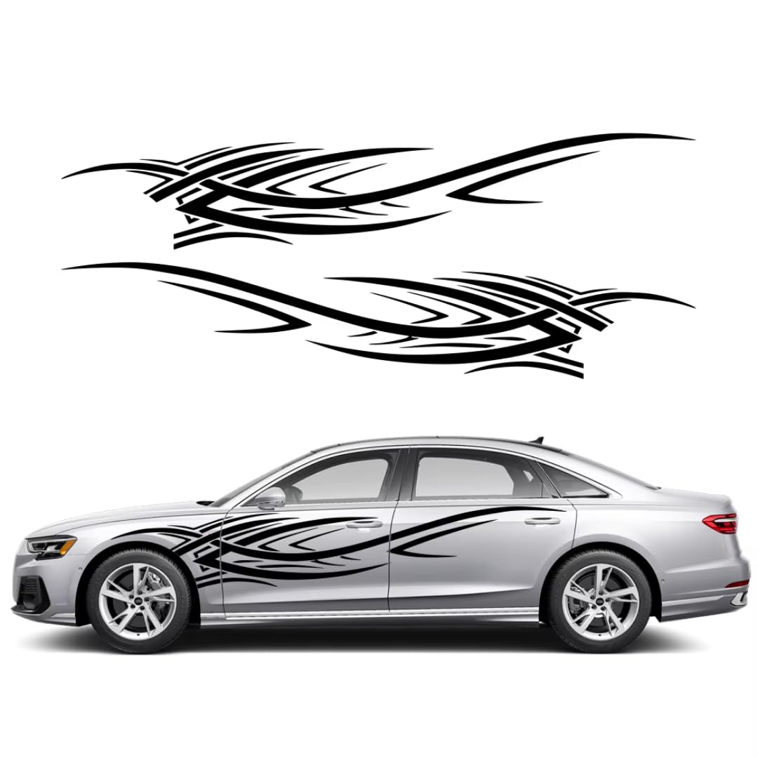 Auto-Aufkleber für Flamme, Grafik, Karosserie, Seitenaufkleber, Flammenrennsport, Sportstreifen, Abziehbilder, wasserdicht