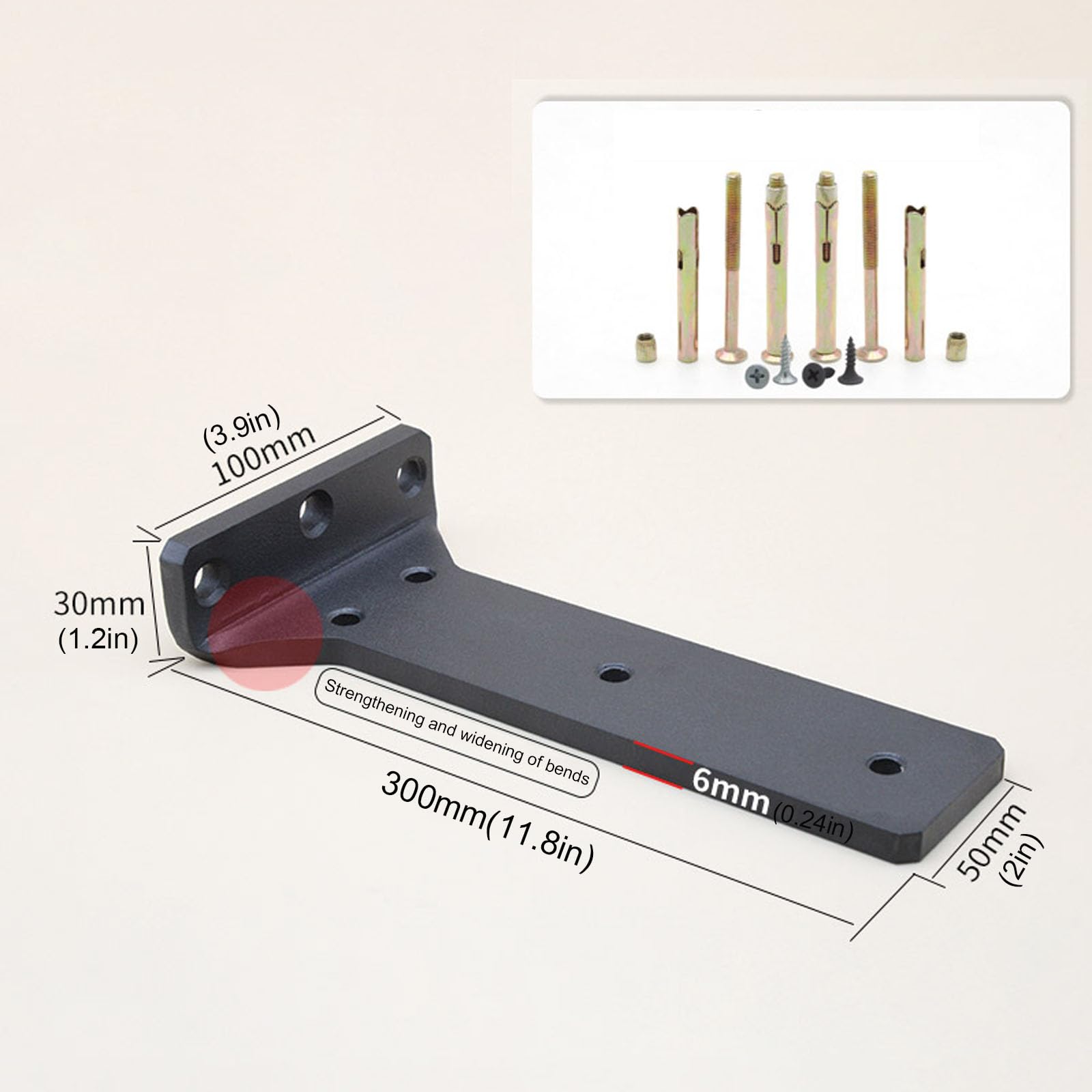 2 Pezzi Staffe per Mensole Galleggiante a Parete,Supporto per Mensola in Acciaio,Reggimensola Pesanti da Muro,Profilo a L,Staffe per Scaffali in Metallo,con Viti,Nero (300mm)