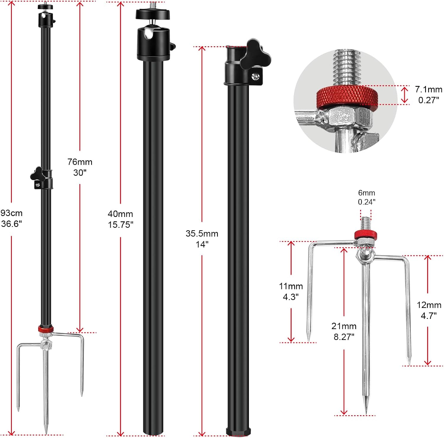 Heavy Duty Trail Camera Mount 2Pack 360° Adjustable Aluminum Hunting Camera Tripod Stand with Ground Stake, Universal 1/4''-20 (6 mm) for Hunting Cameras Wildlife Monitoring, Outdoor Security Cameras