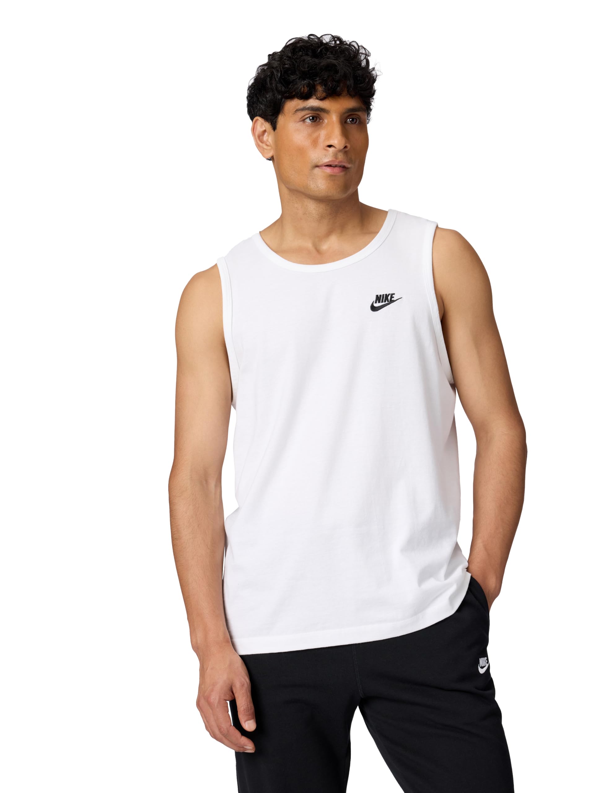 Nike, canotta, M Nsw Club - Bq1260, Bianco (Bianco/Nero), XL