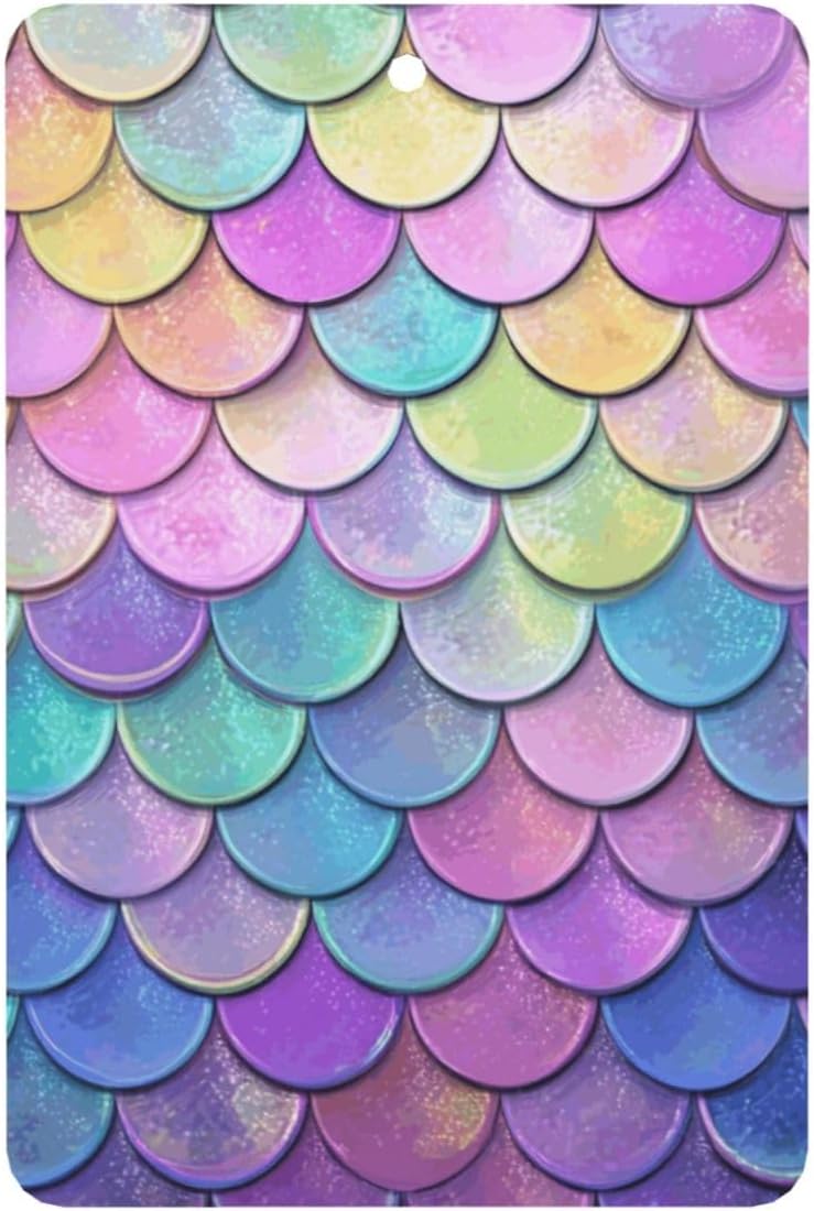 Car Air Freshener 24 PCS Dreamy Gradient Mermaid Scales Hanging Car Air Fresheners Auto Interior Decor Card Freshener Strong Scented Card Lavender Cars Scents for Office Bedroom Close Drawer Rectangle