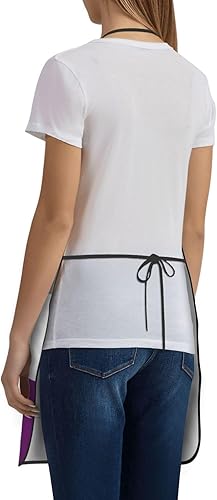 Miniatura 5 de Delantal de bandera del orgullo asexual, impermeable, con bolsillos, delantal de cocina, delantal de chef para hombres y mujeres, Blanco