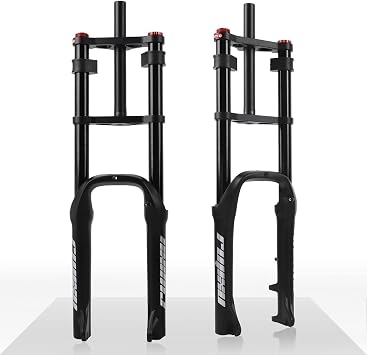 Fat Bike Fork 20 Inch Bike Suspension Fork Travel 110mm Air Fork 28.6mm Straight Double Shoulder Front Fork Rebound Adjustable for 4.0" Tire Snow Beach E-Bike