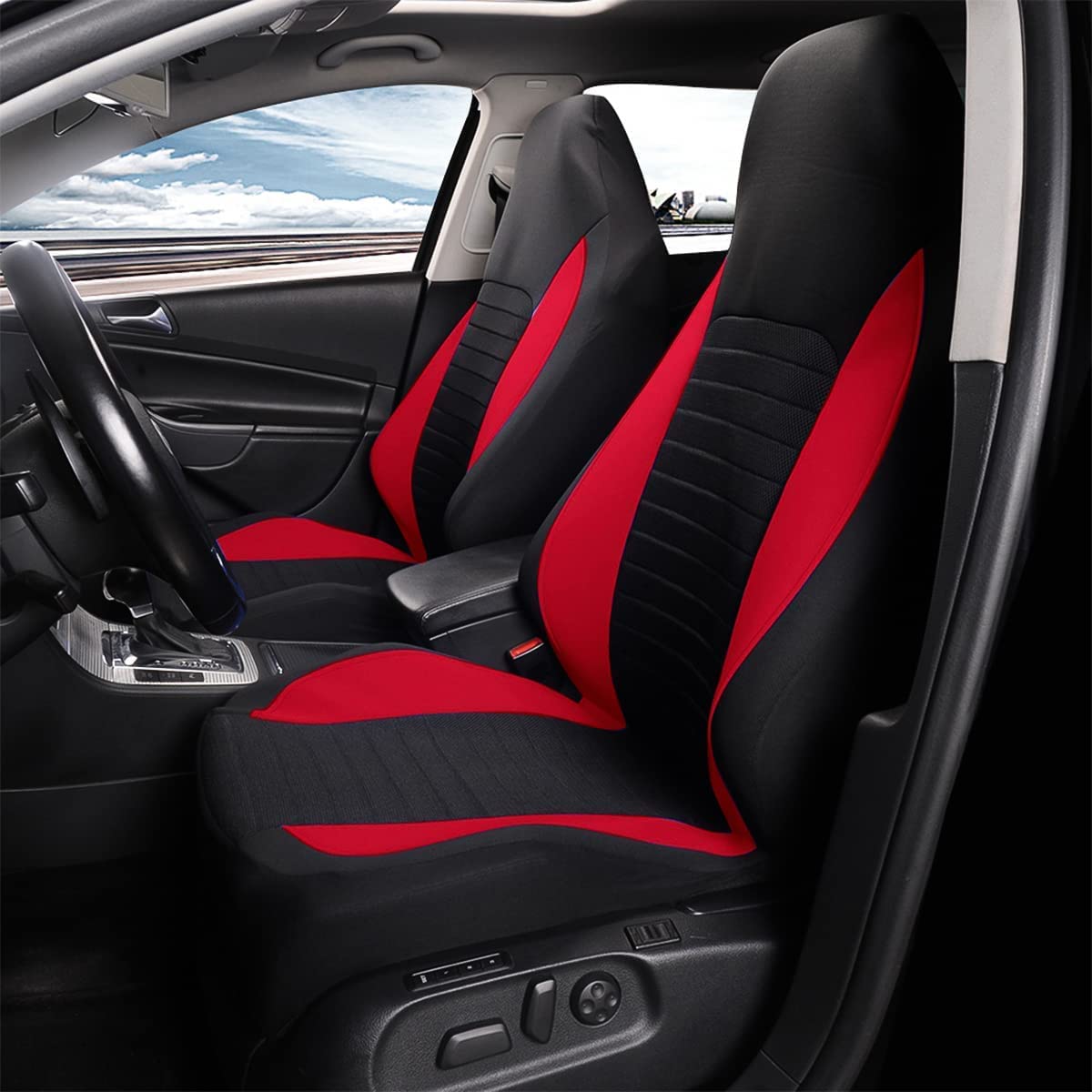 CGEAMDY Housses de SièGe Voiture, 2 Pcs Protections de SièGe Avant de Voiture, Siège Auto Respirant, Imperméable et Antidérapant, Compatible avec Les Voitures, Les SUV et Les Camions (Rouge)