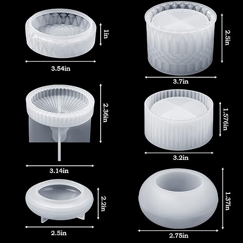 Miniatura 5 de 3 formas caja de almacenamiento moldes de resina con tapas corona de resina tarro molde joyería tarro molde de silicona anillo caja de joyería molde
