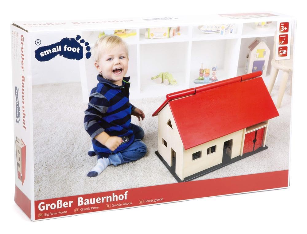 small foot Großer Bauernhof, aus Holz, mit aufklappbarem Dach und Schwingtoren, ab 3 Jahren, 8502