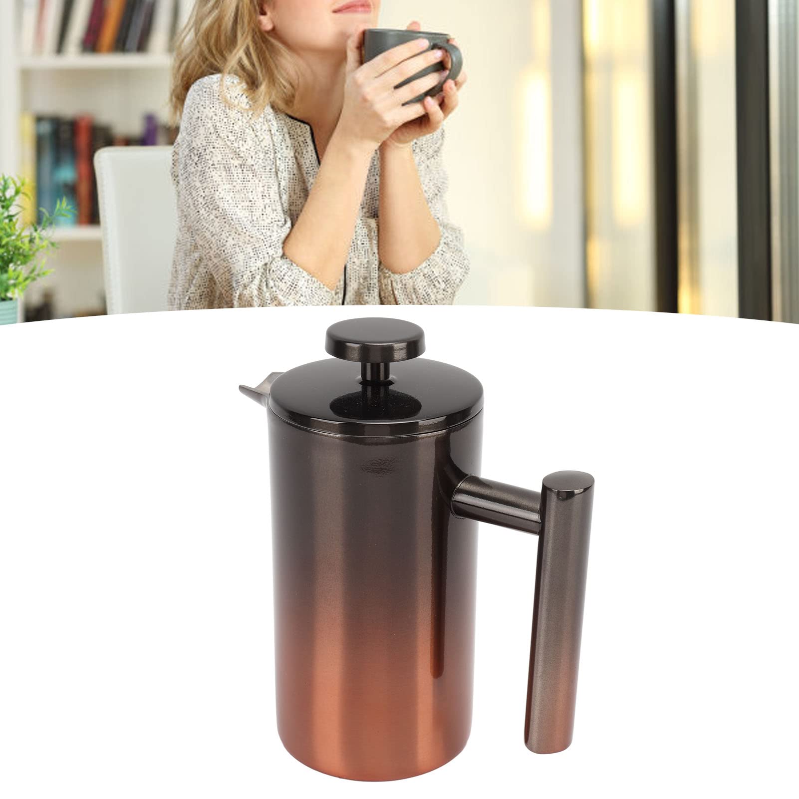 Cafetera De Prensa Francesa, Prensa De Café Con Aislamiento De Acero Inoxidable 304, Cafetera De Prensa Francesa Con Filtro Rampa De Gradiente De Acero Inoxidable De Doble Capa(800ML)