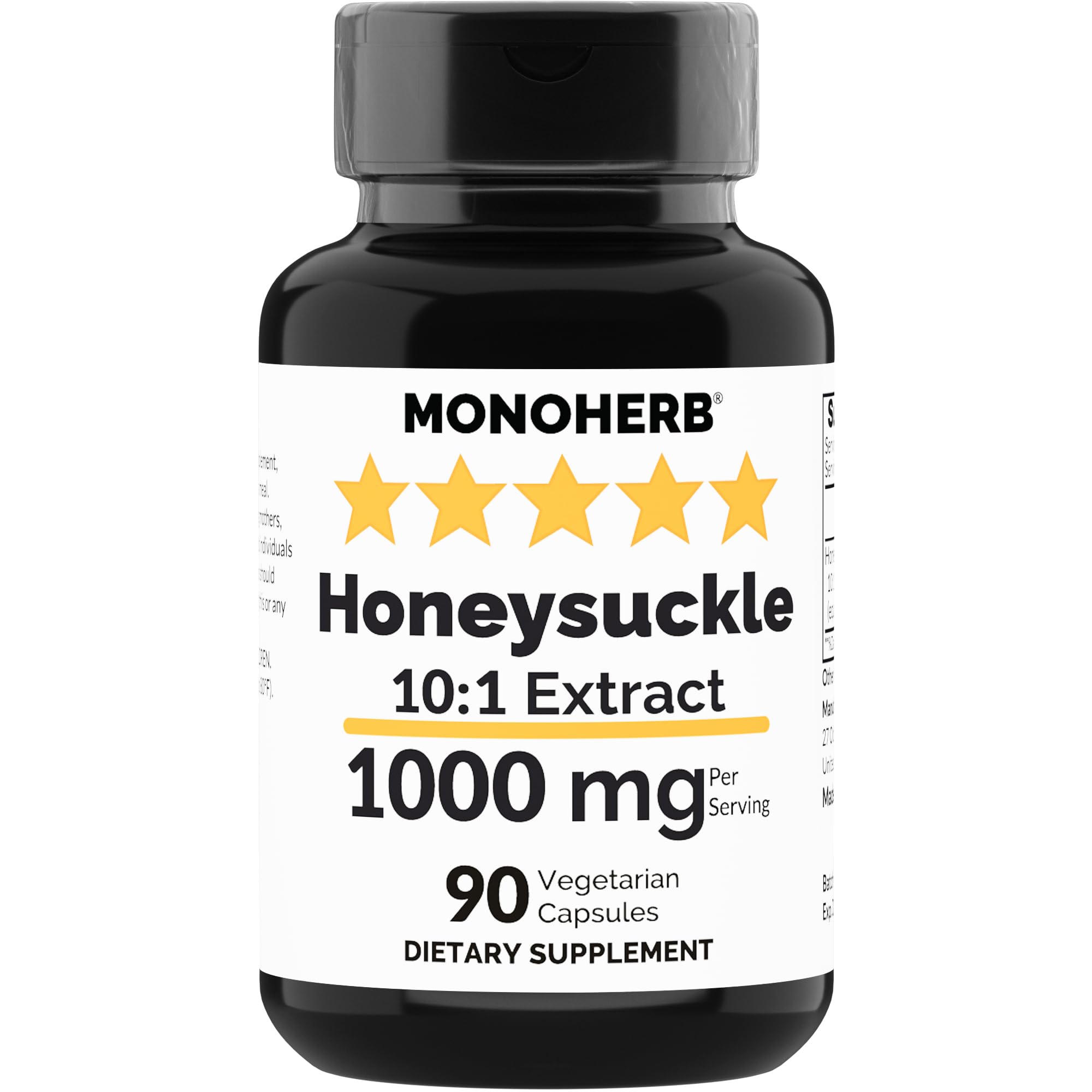 MONOHERB Suplemento de extrato de madressilva 1000 mg 90 cápsulas vegetarianas