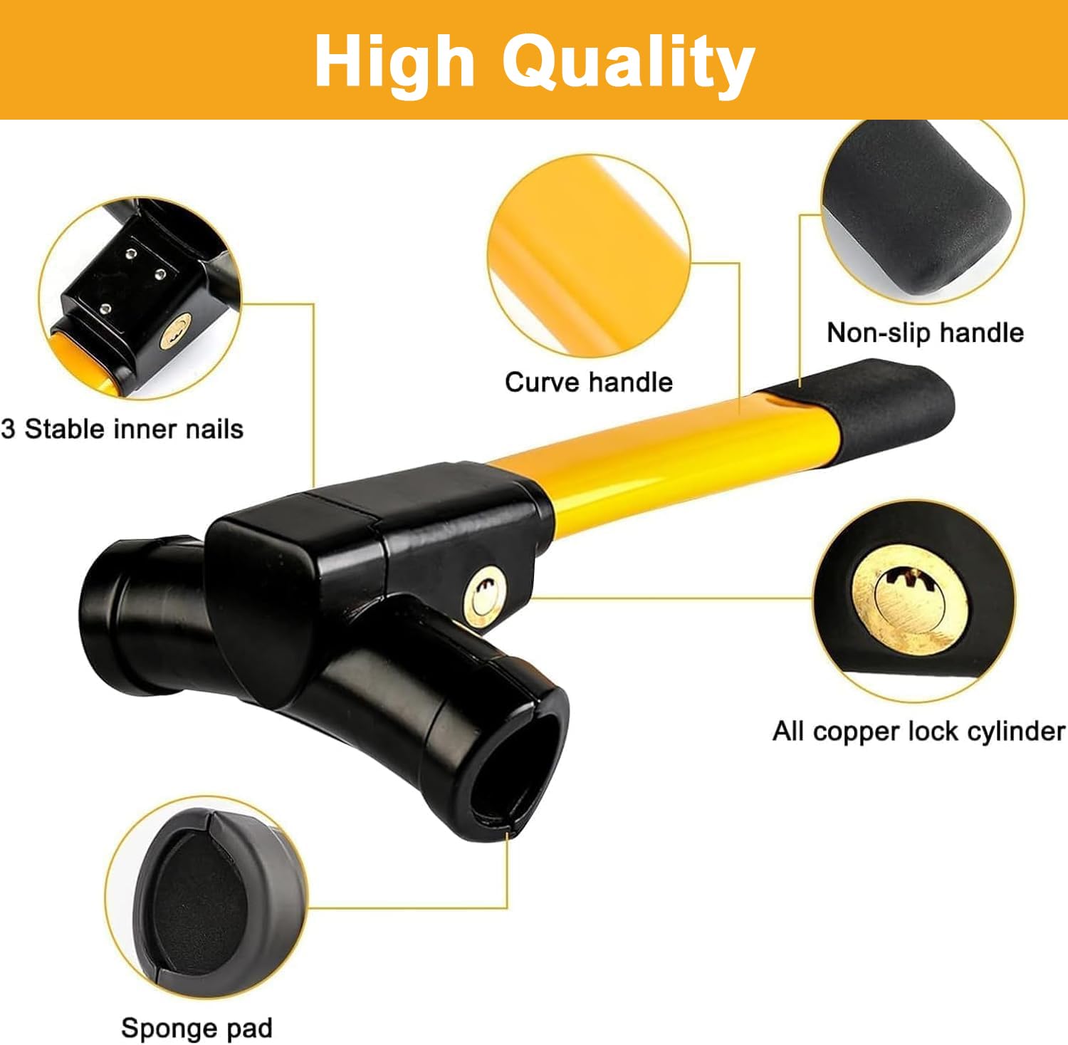 Bloccasterzo Auto Antifurto Meccanico a T, Blindosterzo Auto Universale con 2 Chiavi, Antifurto Auto Resistente per Furgoni Camper SUV Barche - Deterrente Visibile e Protezione Totale