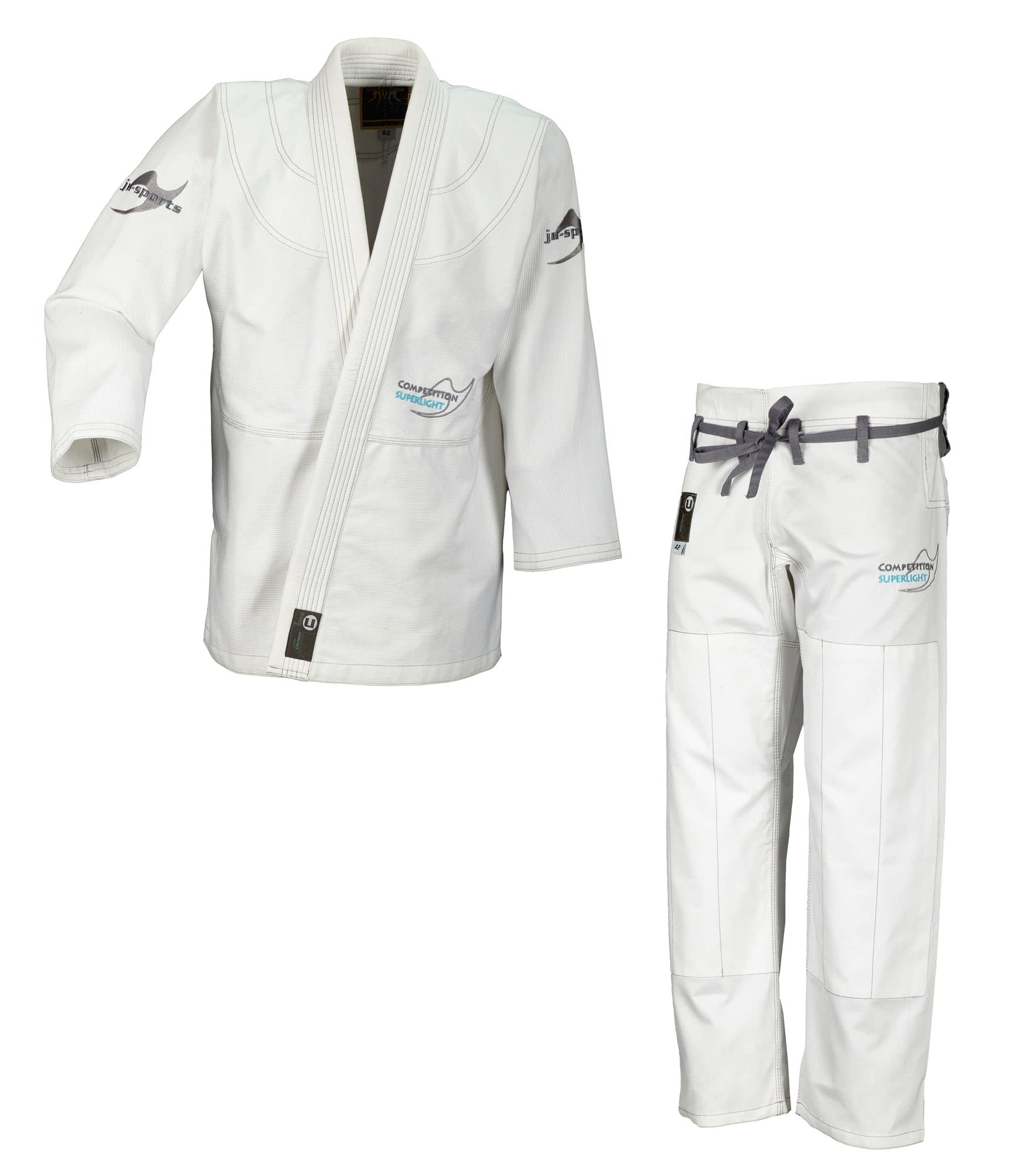 Ju-Sports BJJ Gi Herren Pearl Competition superlight weiß - Superleichter Brazilian Jujutsu Anzug mit kontrastierenden Nähten & Stickverzierungen, 100% Baumwolle