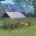 GarveeLife Metal Chicken Coop, 86"×40"×40" Chicken Run for Yard with Waterproof Cover, Portable Poultry Cage, Metal Chicken Cage for Outdoor Backyard Farm Chicken Rabbit Duck