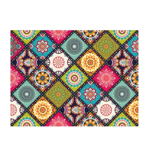 Tapis patchwork multicolore rouge bleu jaune grand format 160 x 230