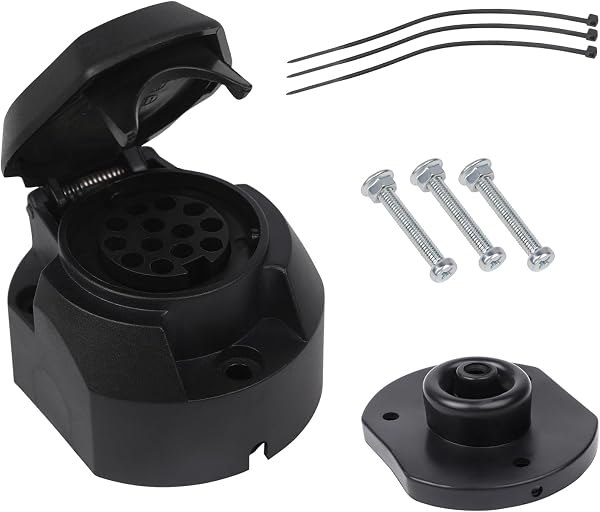 AOHEWEI Presa per rimorchio a 13 Poli Impermeabile 12 V, Adattatore per Presa elettrica per Gancio di Traino a 13 Poli in plastica per Camion, Camper, Auto, roulotte, Traino - 1