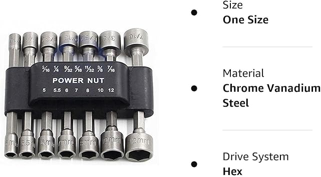 Power Nuts Driver Drill Bit Tools Set Metric Socket Wrench Screw 1/4'' Driver Hex Keys 14PCS