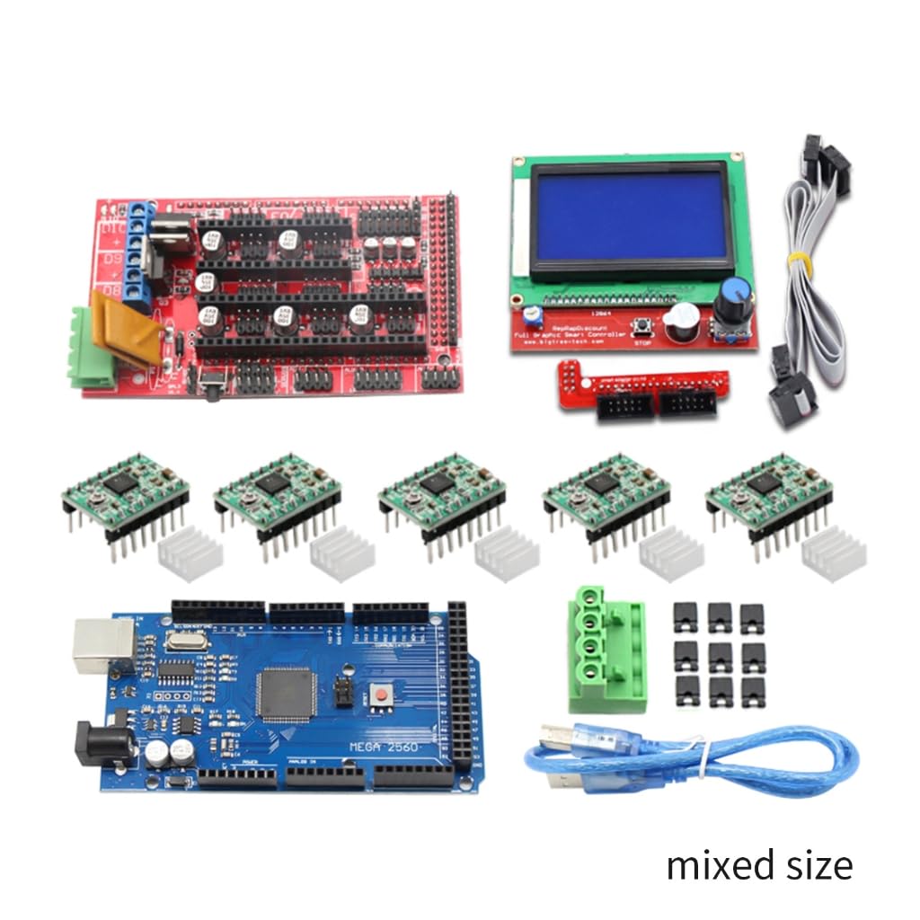 Mega2560R3, kontroler rampy 1.4 i sterownik krokowy A4988 12864 panel LCD