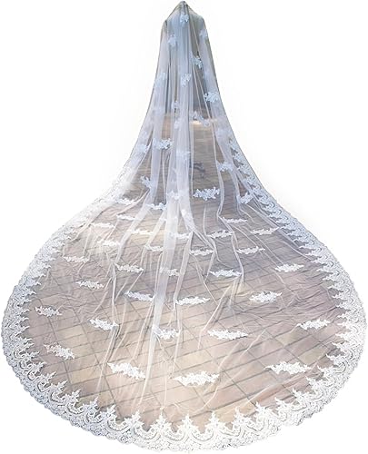 Newdeve Ivory 5M 1T velos de novia Catedral con diamantes de imitación de cristal