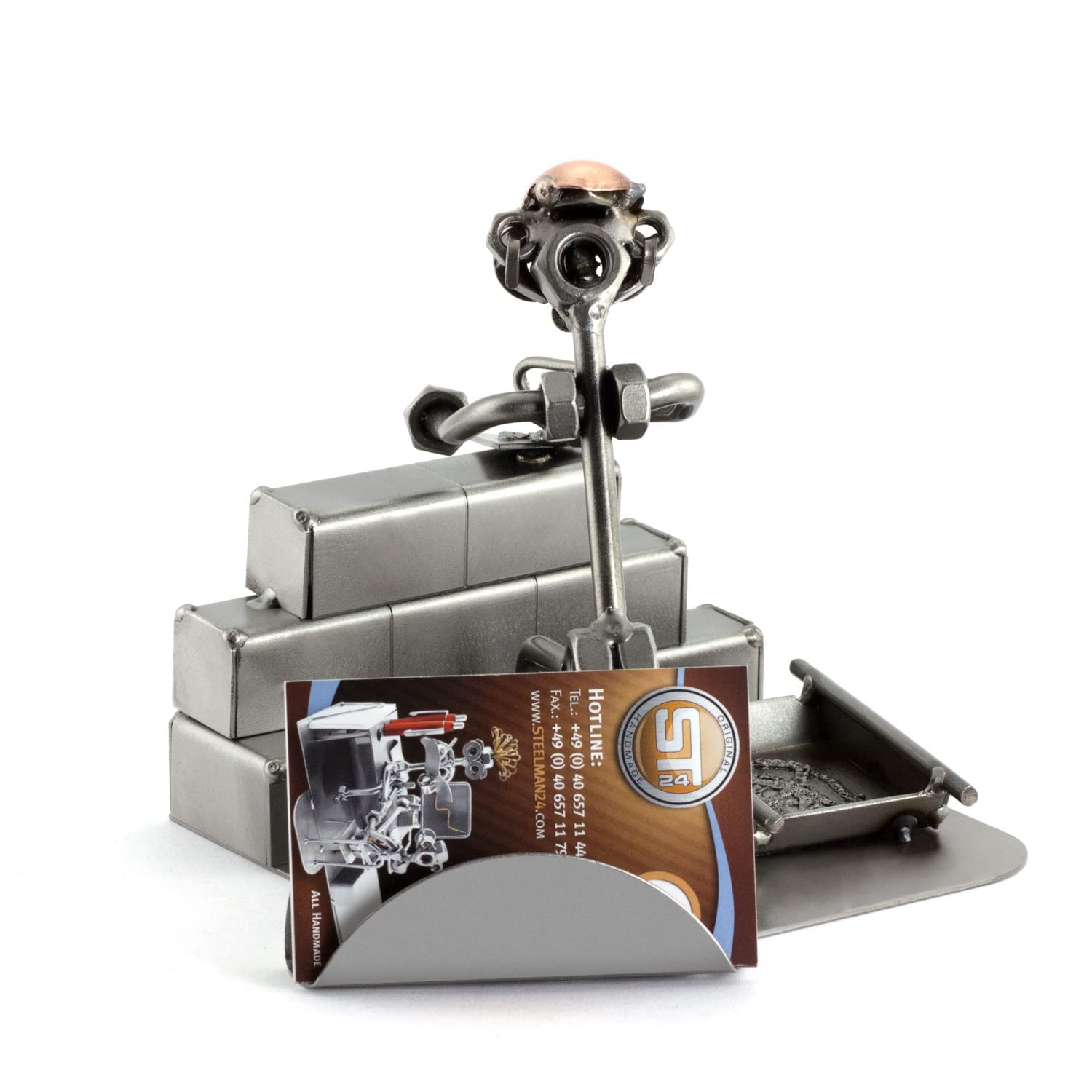 Omino Di Viti Operaio Edile Steelman24 - Modellino In Metallo Con Piastra Incisione Personale - Soprammobile Regalo Originale Per Artigiani - 5