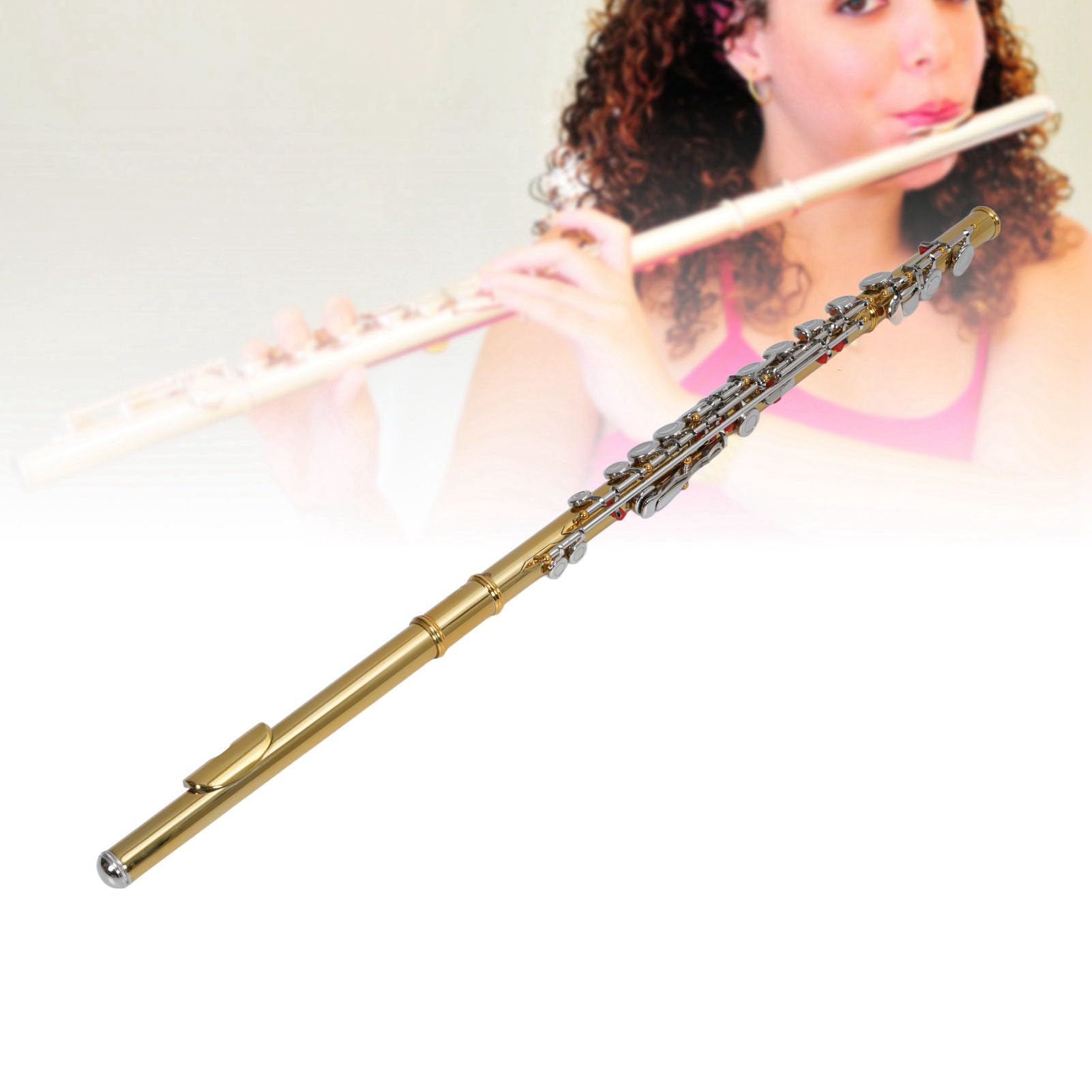 Generic Kit de Instrumentos de Flauta C Brillante de 16 Teclas Para Principiantes con Estuche de Transporte, Para Varilla de Afinación | Para la Iniciación Musical del Estudiante