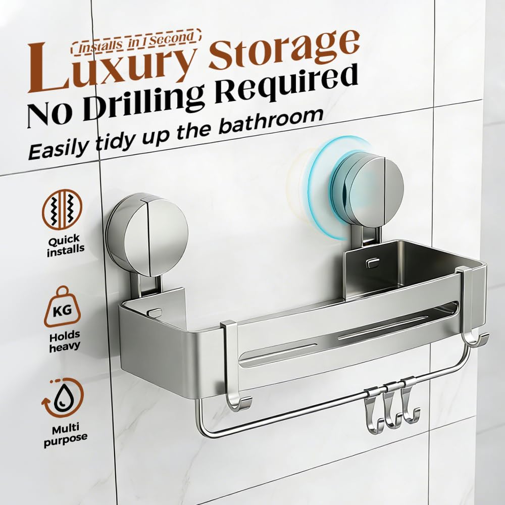 XieJY Bathroom Triangle Shelf 2026 Upgraded Bathroom Storage Rack Corner Shower Shelves No Drilling Suction Cup Shower Organizer — view 3