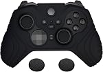 PlayVital Samurai Edition Anti Slip Silicone Case Cover for Xbox Elite Wireless Controller Series 2 Core, Ergonomic Soft Rubber Skin Protector for Xbox Elite Series 2 with Thumb Grip Caps - Black
