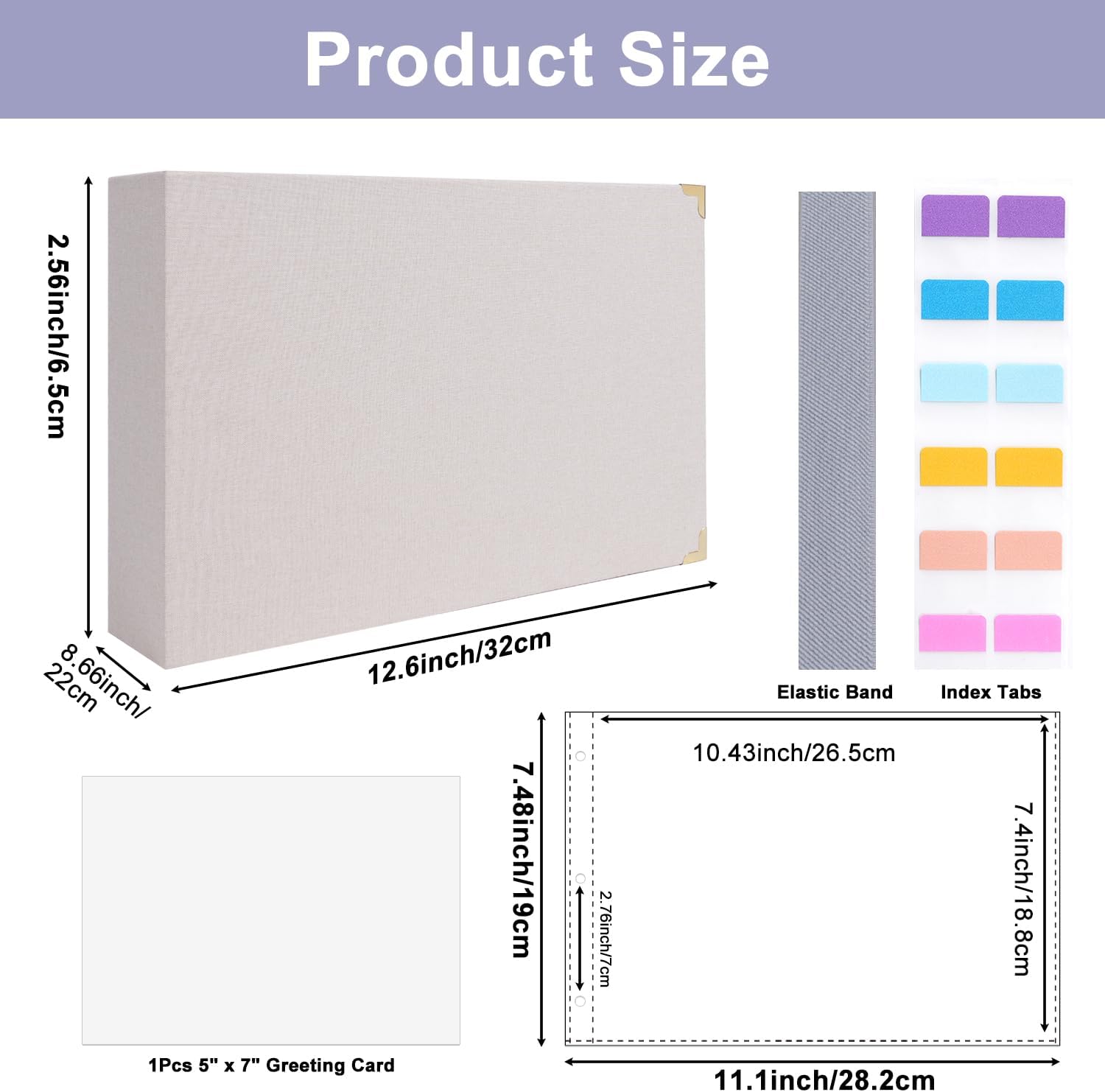 Greeting Card Storage Organizer, Insert One Opened Card per Sheet, D-Ring Binder Organizer for 4x6'' 5x7'' Birthday Christmas Cards, Linen Cover Card Keeper 100 Cards, Stickers, Photos Protection