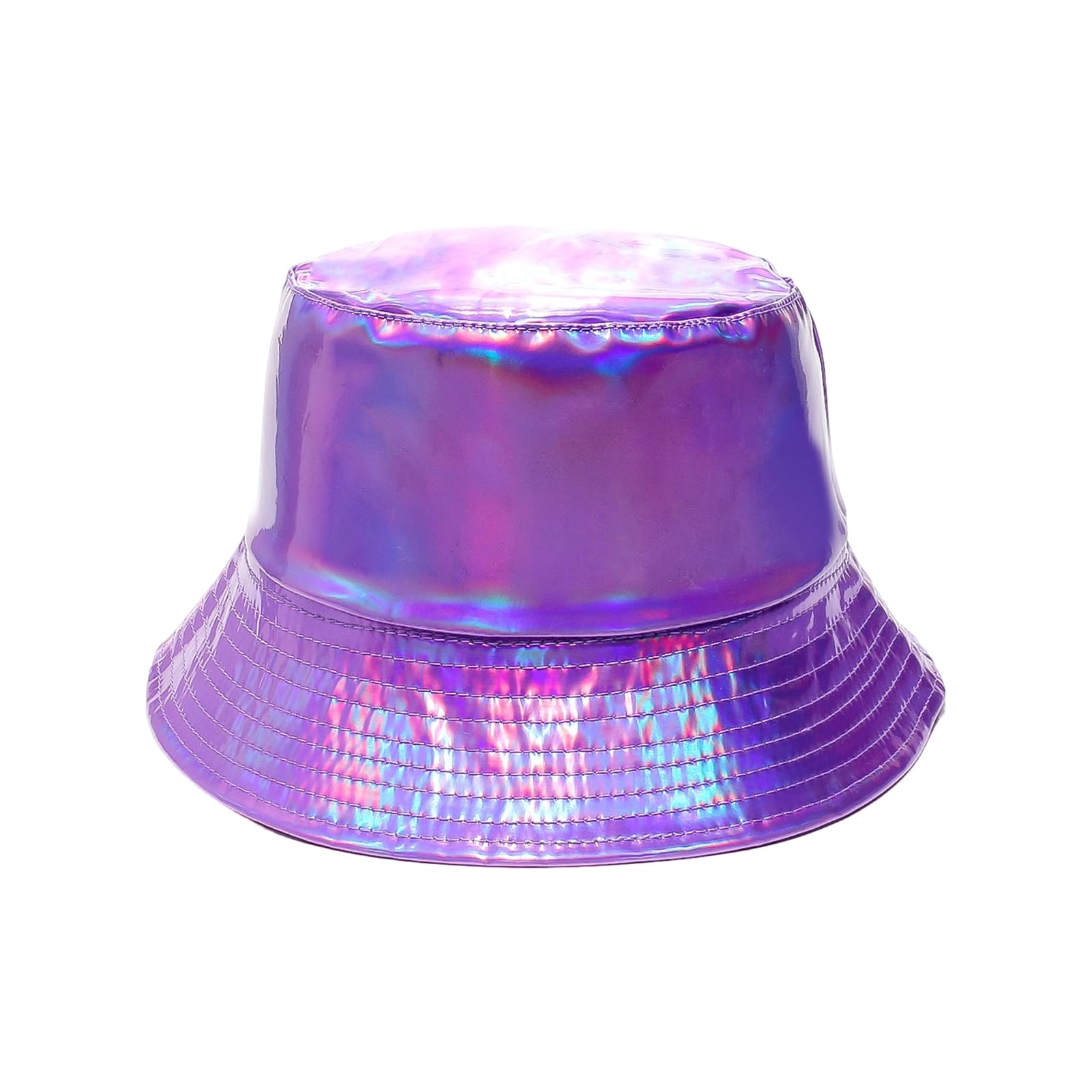 matumou Bucket Hat, Three-Dimensional Wide Brim Fisherman Hat, Waterproof Leather Cool Metallic Shine Hat, Stage Performance