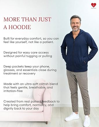 Inspired Comfortsユニセックス透析&IVアクセスパーカー – デュアルアームジッパー、サムホールスリーブ&ポケット