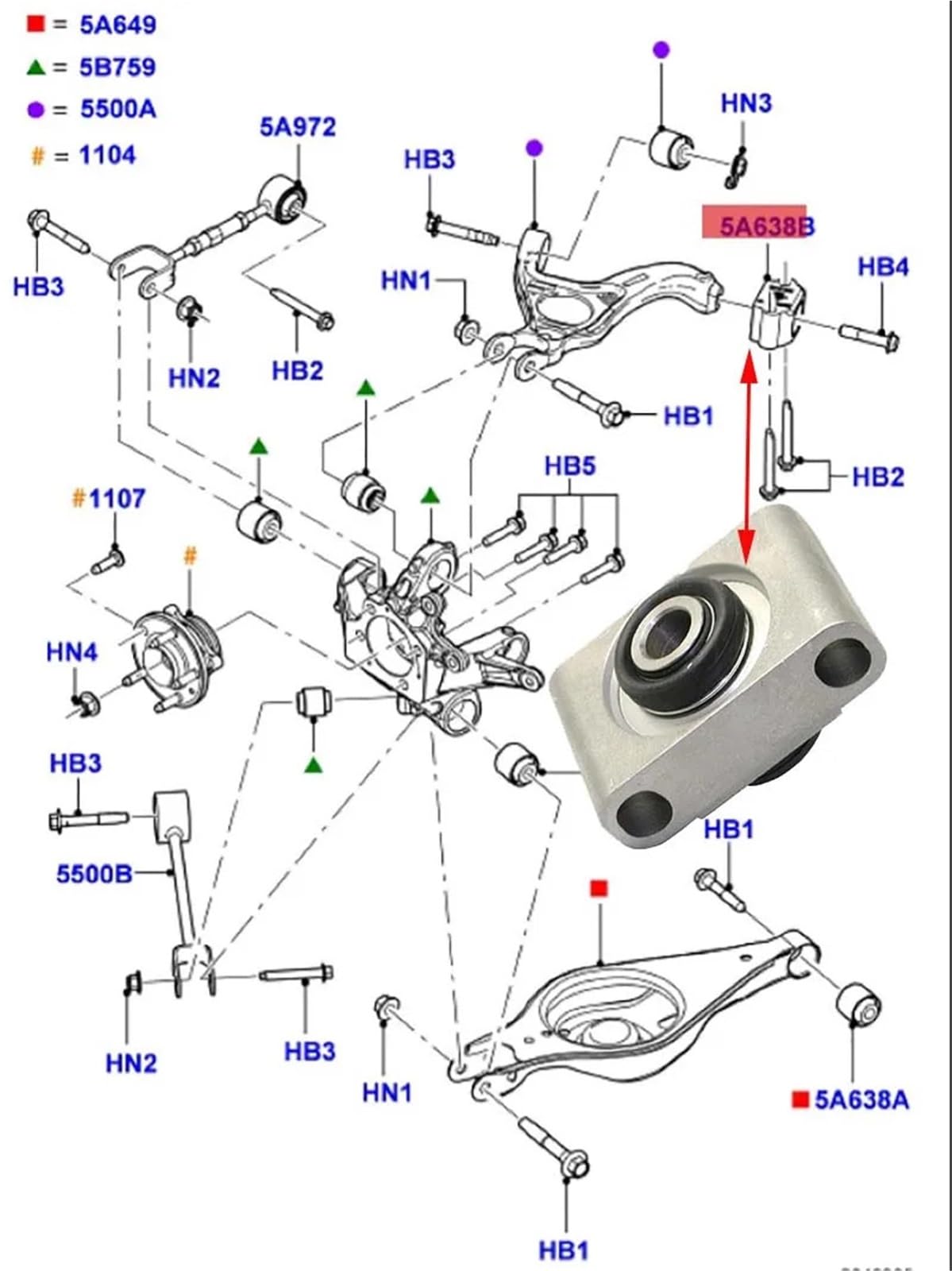 Wahacz wahadłowy Pasuje do Ford Explorer 2011-pasuje tulei wahacza zawieszenia Lincoln MKS MKT Wahacz samochodowy(CB5Z5A638A)