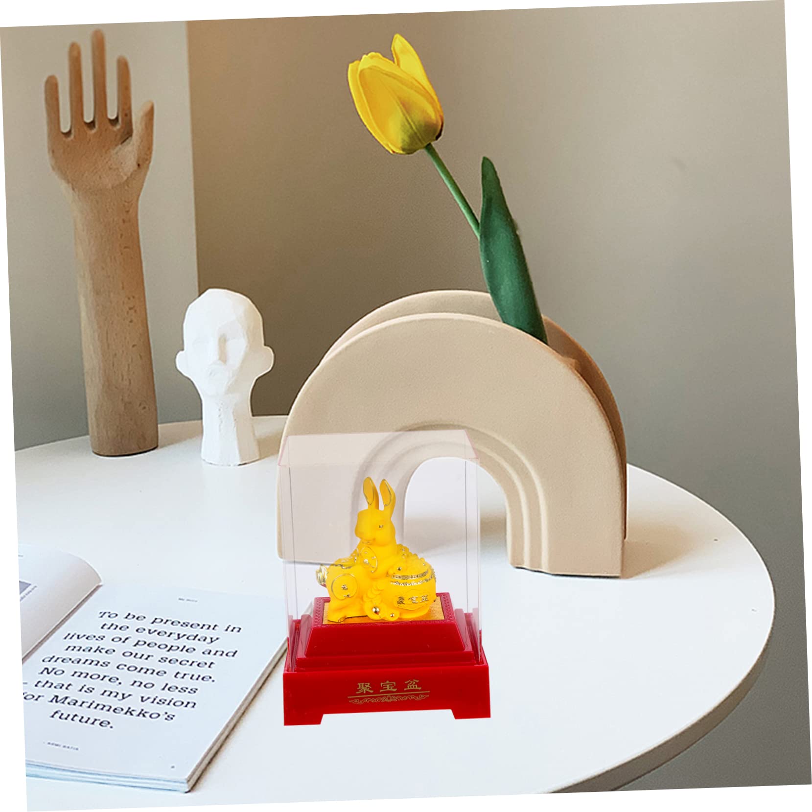 Cabilock 2 Pièces Ornement de Lapin d'or Jouets de Bureau Figurine Lapin doré bureautique Accessoires Home Decor décor Figurine de Lapin pour la Maison Parure de Lapin de Table résine