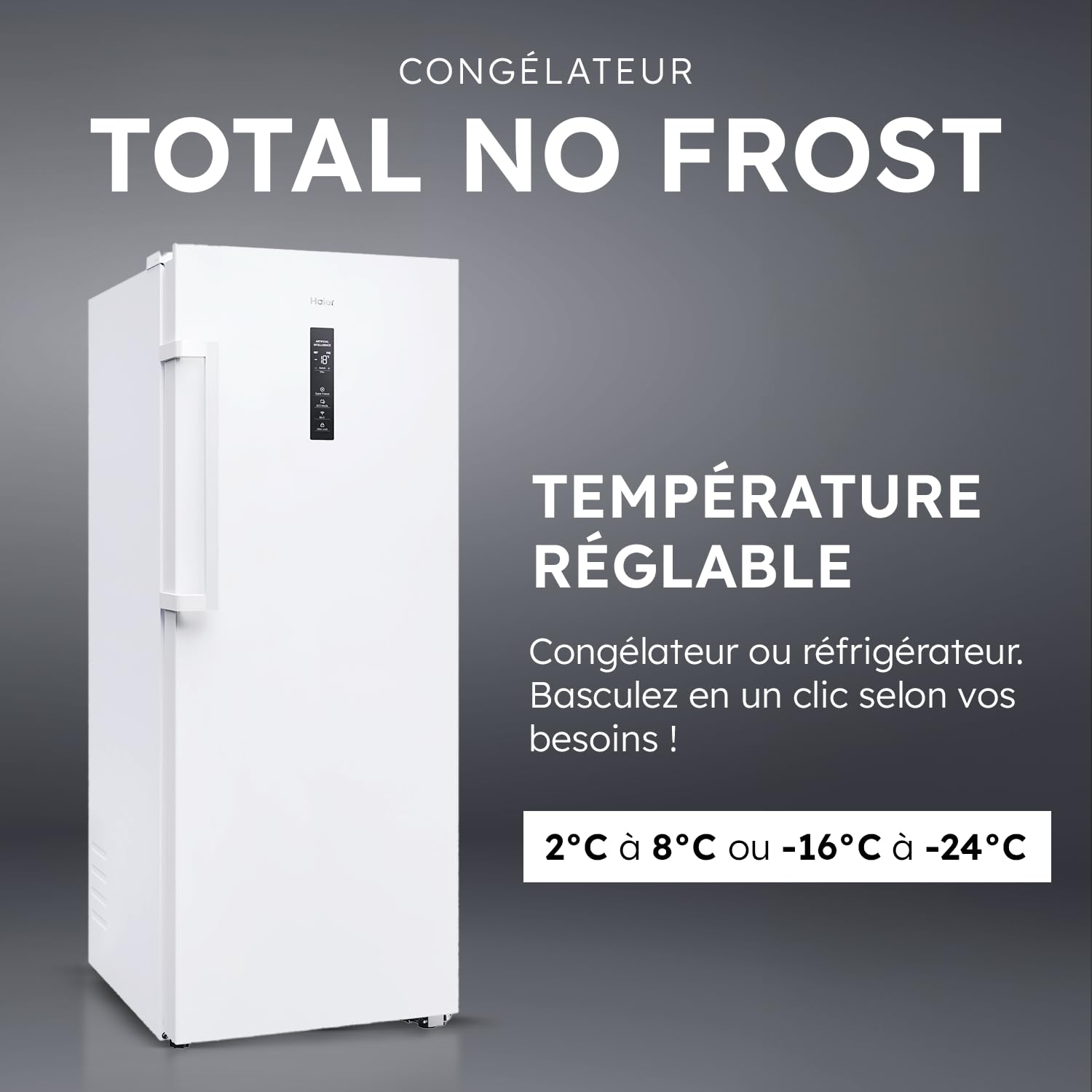 Haier Congélateur Armoire Connecté 1 Porte Total No Frost 226 Litres 153,5x60x73,7 cm H4F226WEH1 Blanc