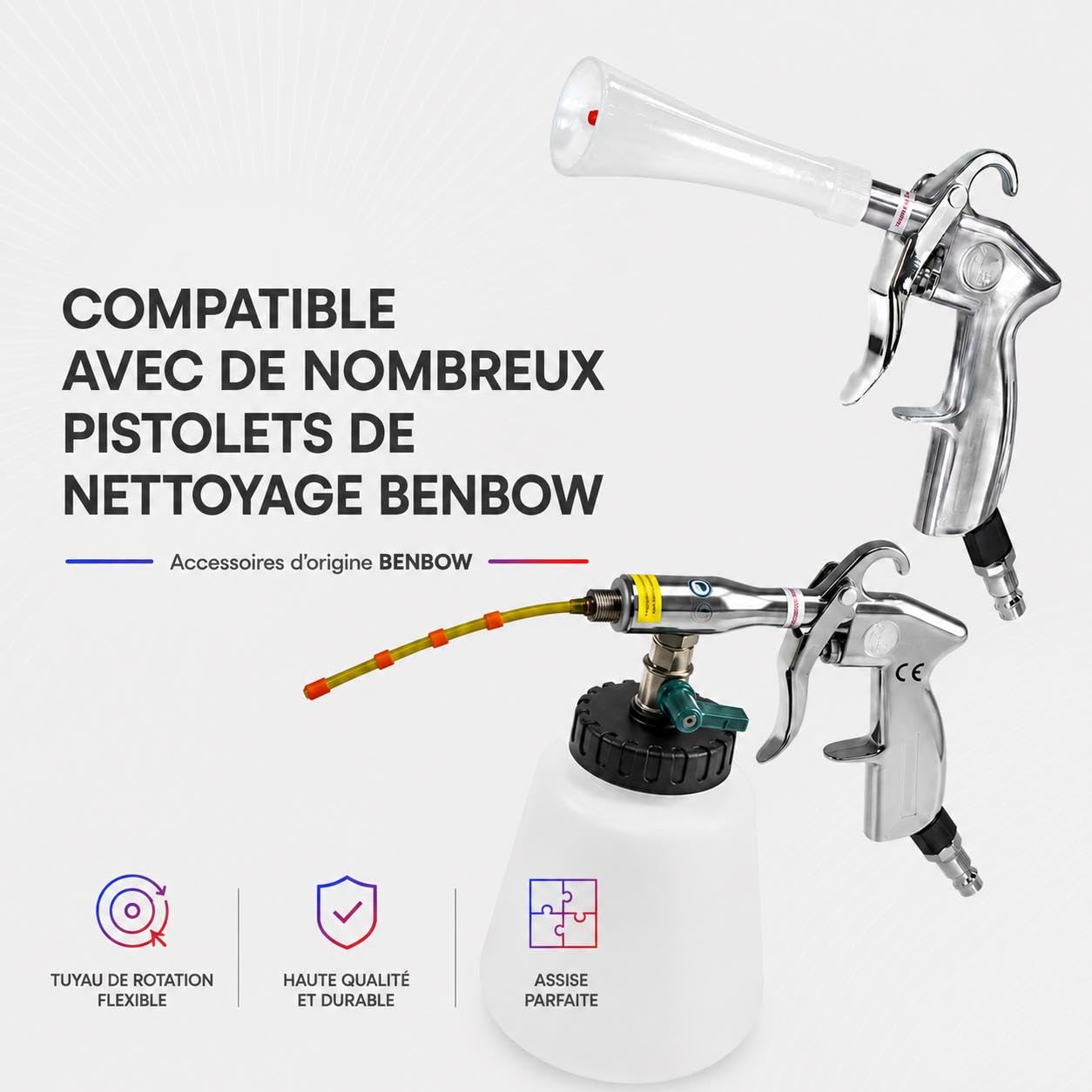 BenBow 017 10x Tuyau en Silicone de Rechange Orange pour Soufflette Air Comprimé, Pistolet de Nettoyage - Tuyau Rotatif avec Poids -Effet Tourbillonnant Intensif et Compatible avec la Série Classic